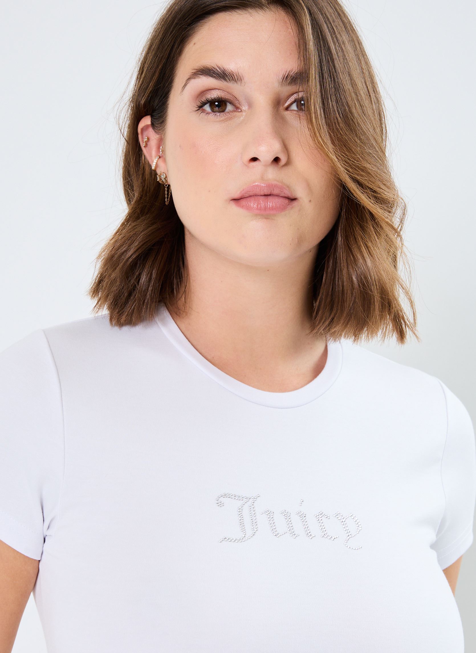 T-shirts met korte mouwen Dot Ruched Tee dames wit JUICY COUTURE T-shirts met korte mouwen Dot Ruched Tee dames wit WHITE