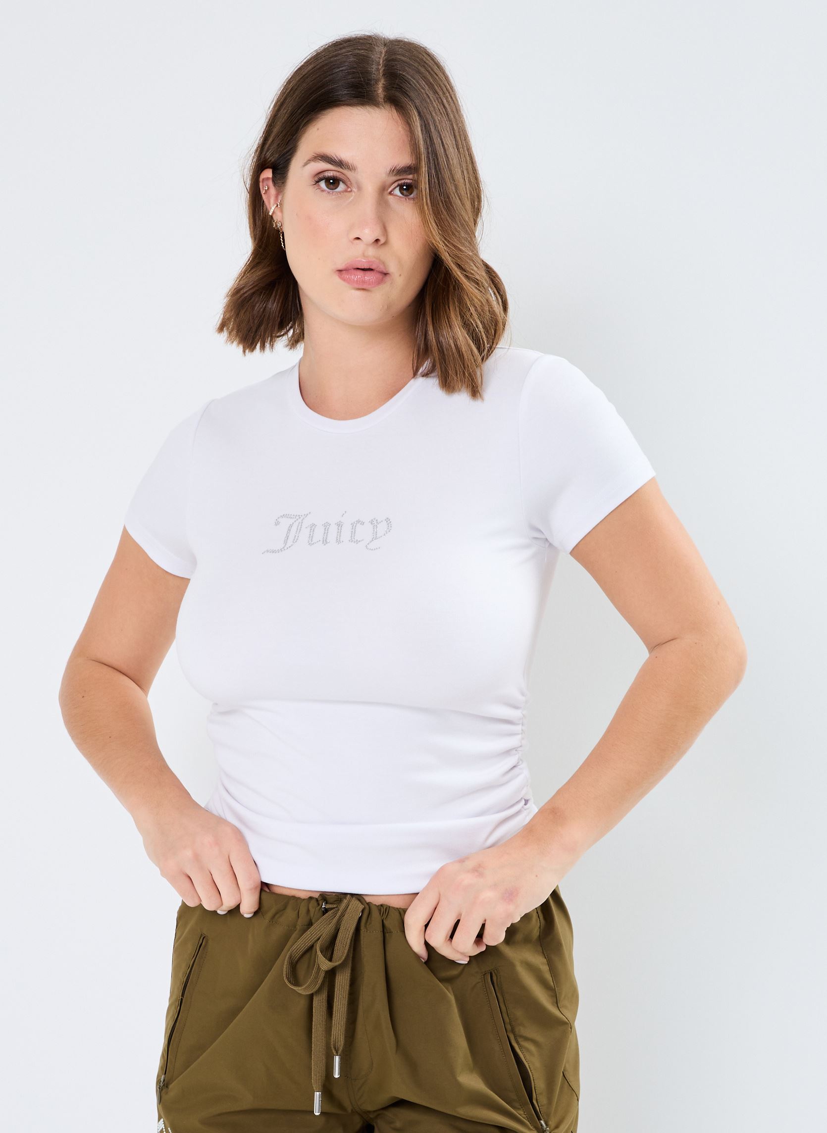 T-shirts met korte mouwen Dot Ruched Tee dames wit JUICY COUTURE T-shirts met korte mouwen Dot Ruched Tee dames wit WHITE