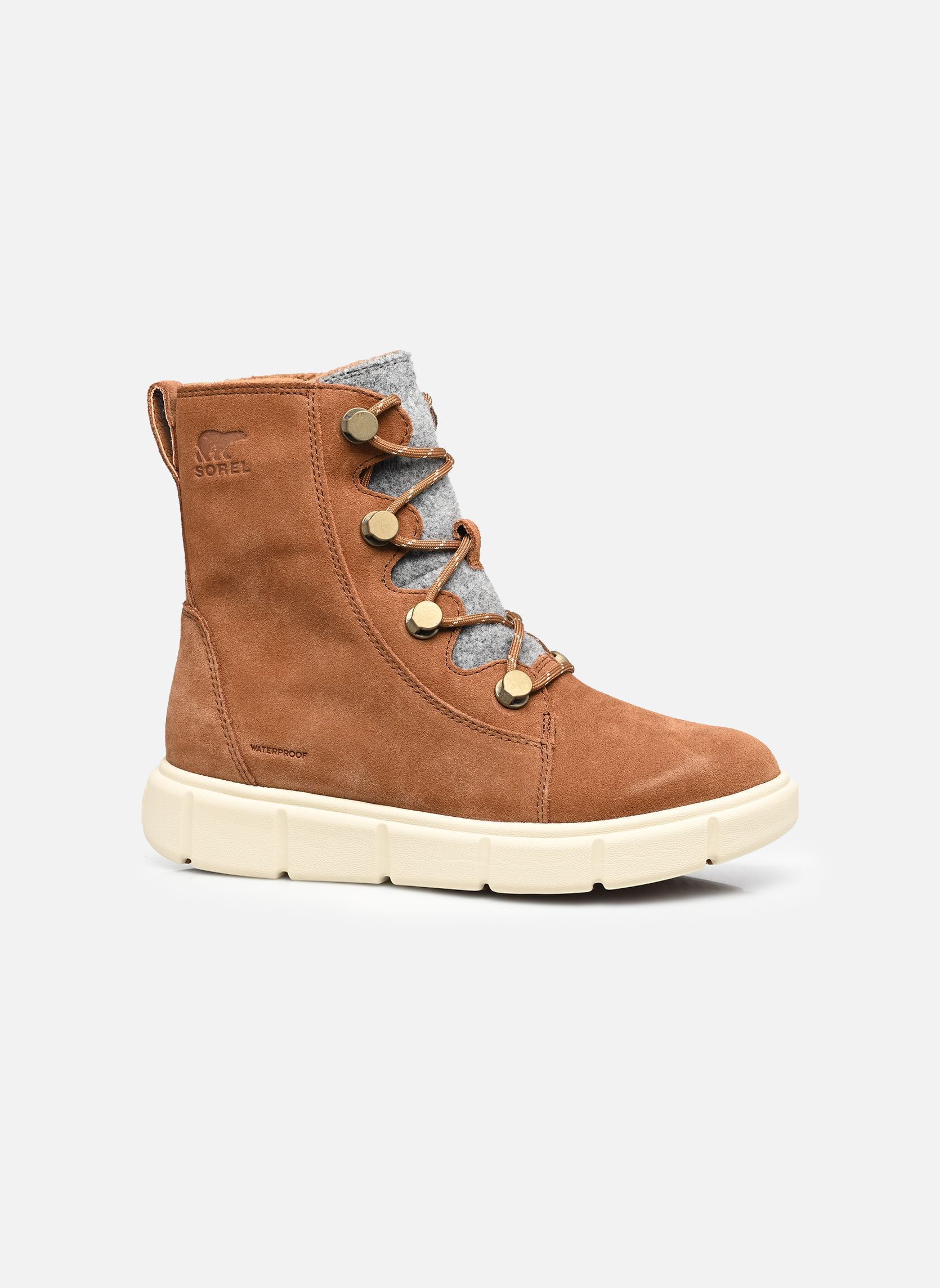 Gevoerde enkellaarsjes SOREL EXPLORER III JOAN WATERPROOF dames bruin Sorel Gevoerde enkellaarsjes SOREL EXPLORER III JOAN WATERPROOF dames bruin Velvet Tan, Chalk