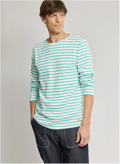 Armor Lux Tee-shirts Marinière 42297 blanc/rusty homme bleu
