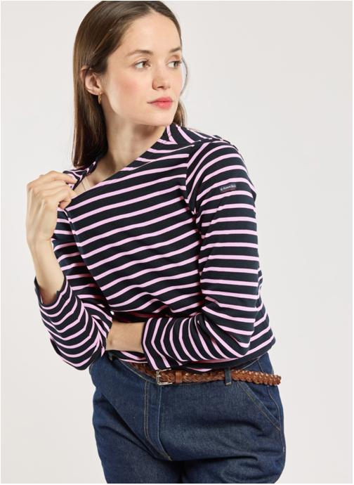 Armor Lux Tee-shirts Marinière 44277 marine deep/mauve femme rose