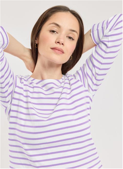 Armor Lux Tee-shirts Marinière 44277 marine deep/mauve femme violet