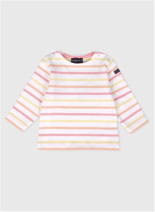Armor Lux Tee-shirts Marinière K0510 blanc/dahlia/peachnectar/popco fille rose