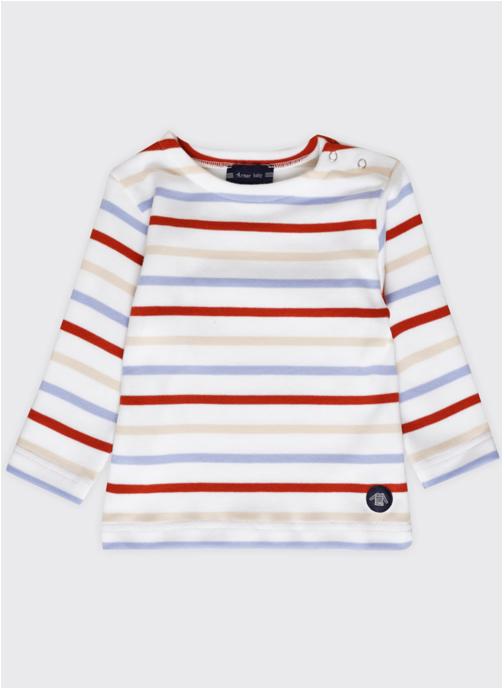 Armor Lux Tee-shirts Marinière K0510 blanc/dahlia/peachnectar/popco fille multicolore