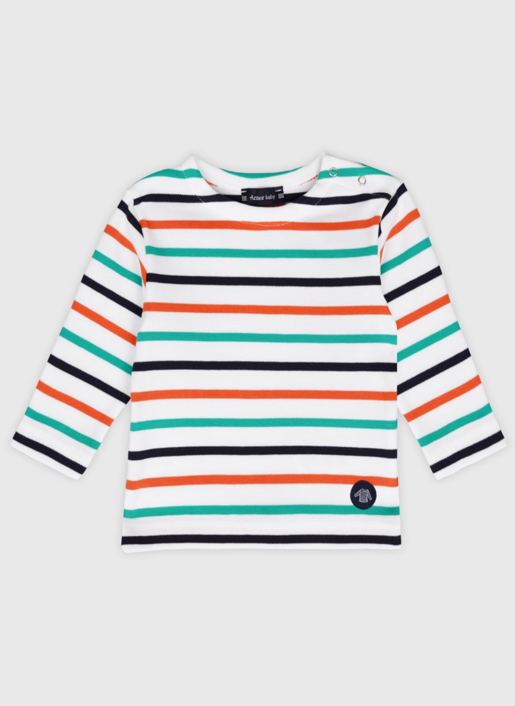 Tee-shirts Marinière K0510 blanc/dahlia/peachnectar/popco fille vert Armor Lux Tee-shirts Marinière K0510 blanc/dahlia/peachnectar/popco fille vert Vert emeraude