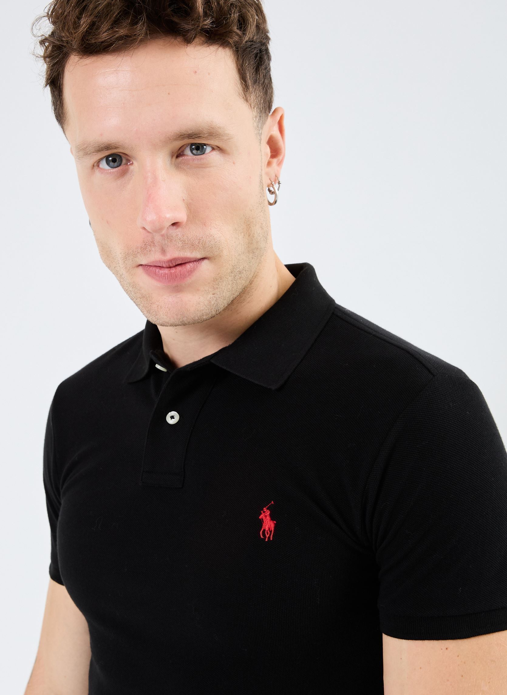 Polos manches courtes Polo cintré en coton piqué 710795080 homme noir Polo Ralph Lauren Polos manches courtes Polo cintré en coton piqué 710795080 homme noir POLO BLACK