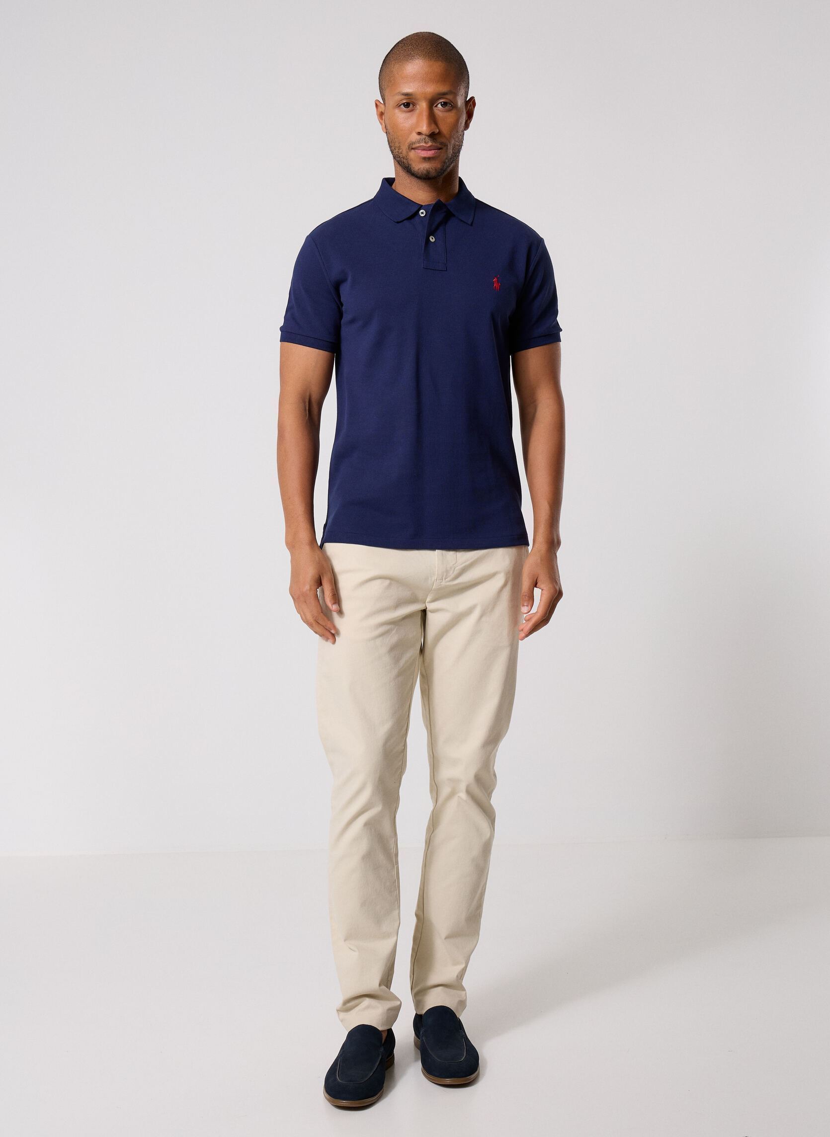 Polos manches courtes Polo cintré en coton piqué 710795080 homme bleu Polo Ralph Lauren Polos manches courtes Polo cintré en coton piqué 710795080 homme bleu NEWPORT NAVY