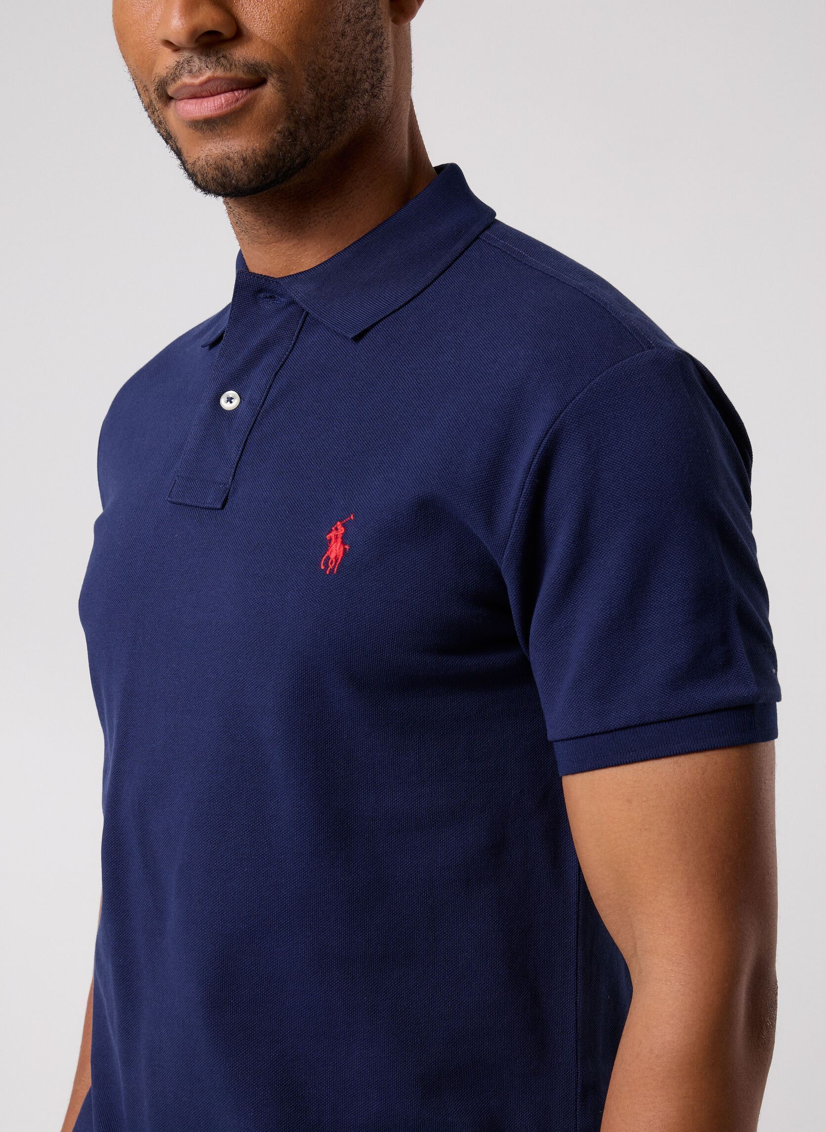 Polos manches courtes Polo cintré en coton piqué 710795080 homme bleu Polo Ralph Lauren Polos manches courtes Polo cintré en coton piqué 710795080 homme bleu NEWPORT NAVY