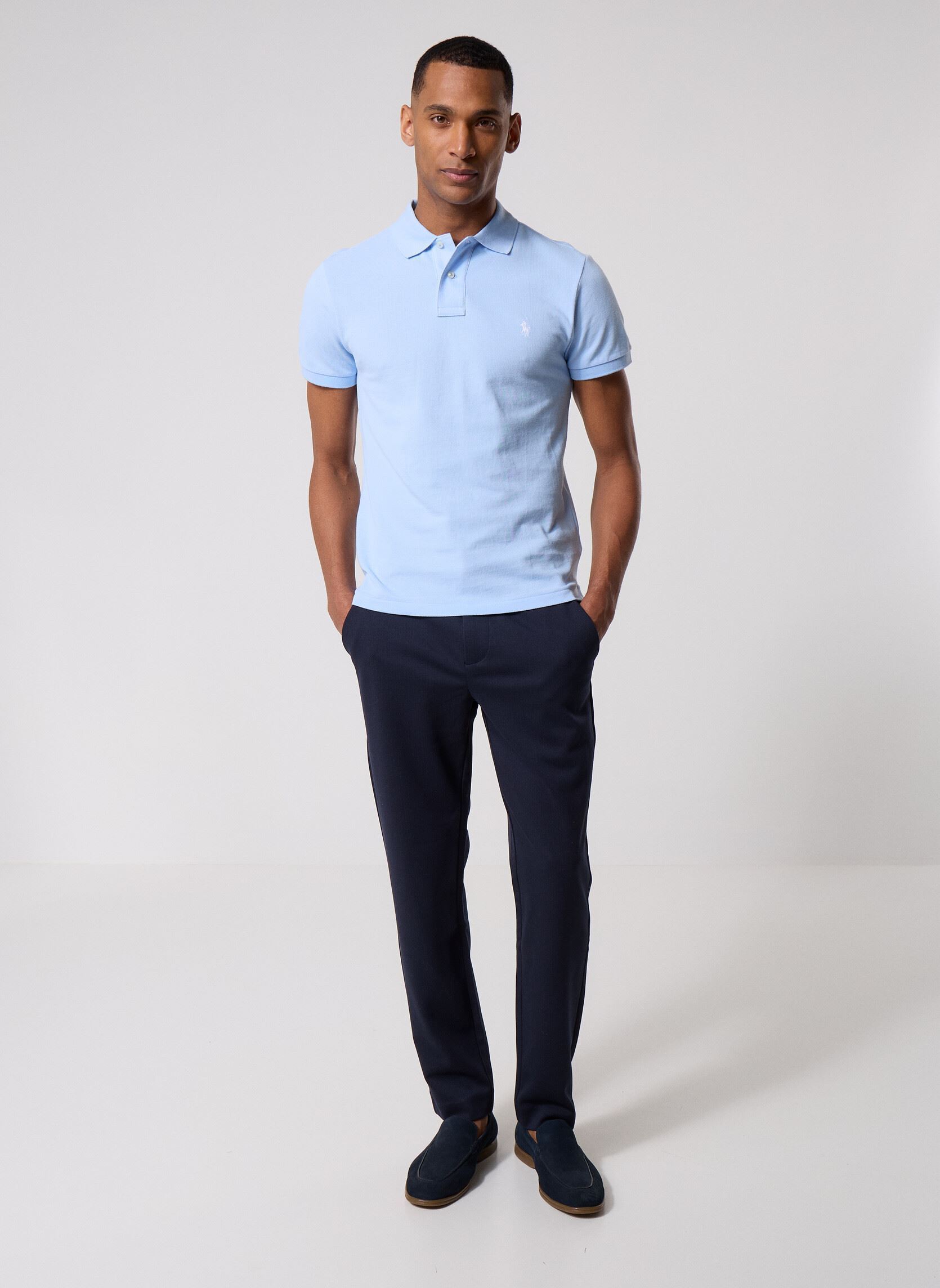 Polos manches courtes Polo cintré en coton piqué 710795080 homme bleu Polo Ralph Lauren Polos manches courtes Polo cintré en coton piqué 710795080 homme bleu OFFICE BLUE