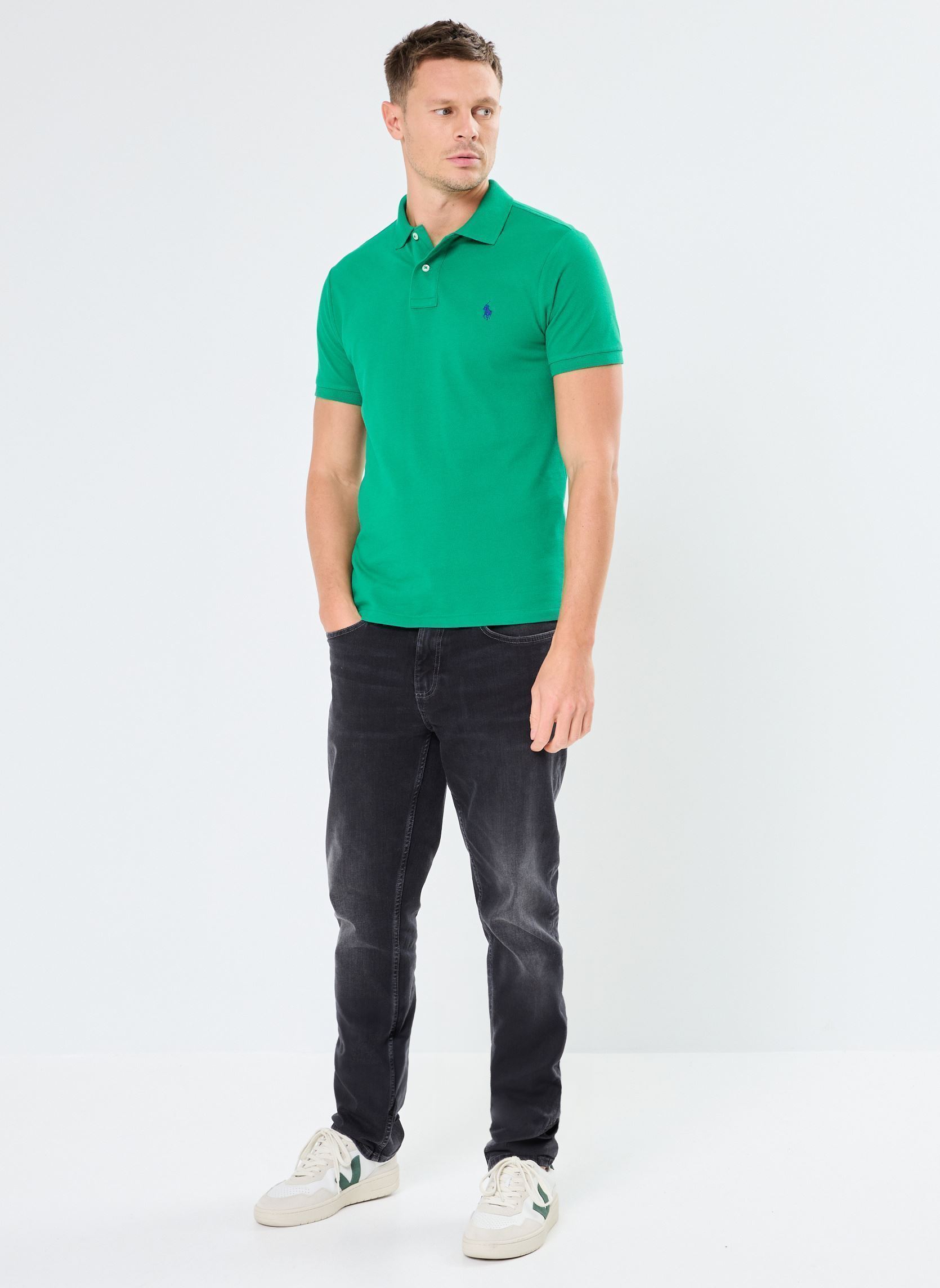 Polo a maniche corte Polo cintré en coton piqué 710795080 uomo verde Polo Ralph Lauren Polo a maniche corte Polo cintré en coton piqué 710795080 uomo verde BILLIARD/C7315