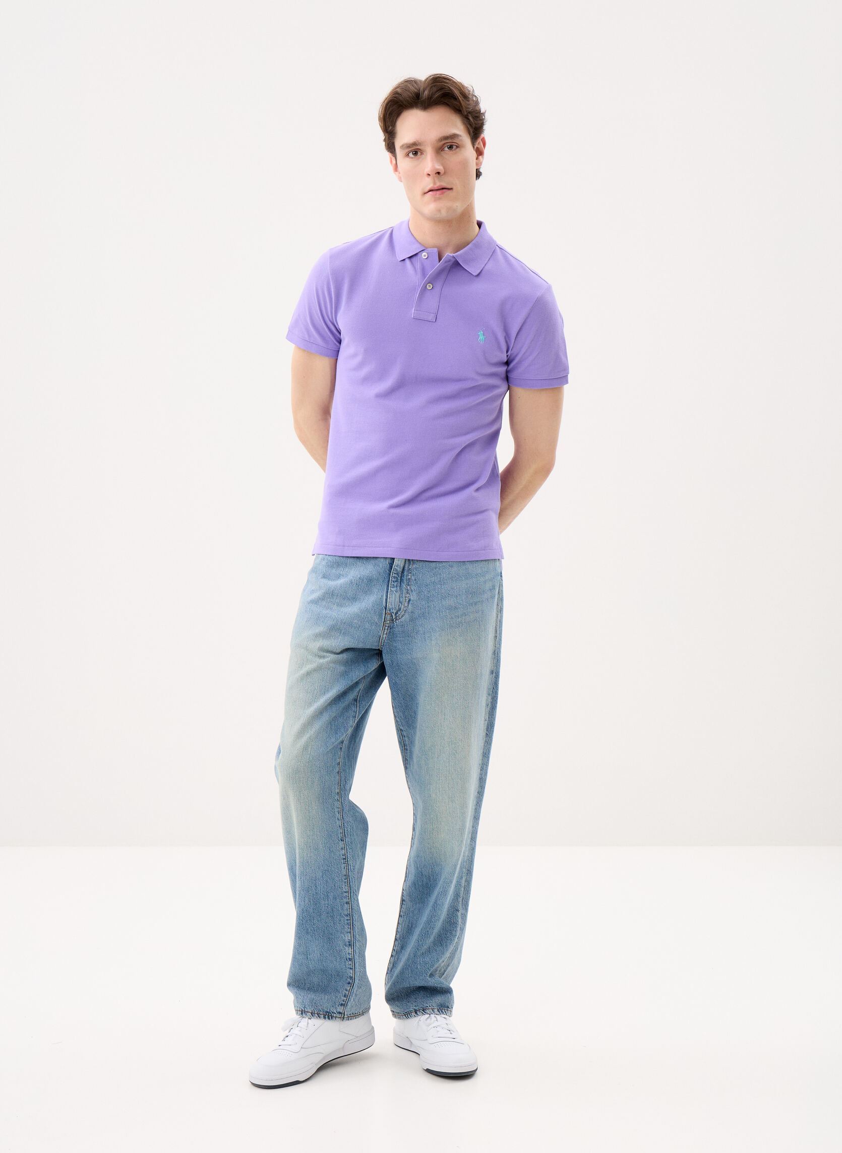 Polos manches courtes Polo cintré en coton piqué 710795080 homme violet Polo Ralph Lauren Polos manches courtes Polo cintré en coton piqué 710795080 homme violet CACTUS PURPLE/C6103