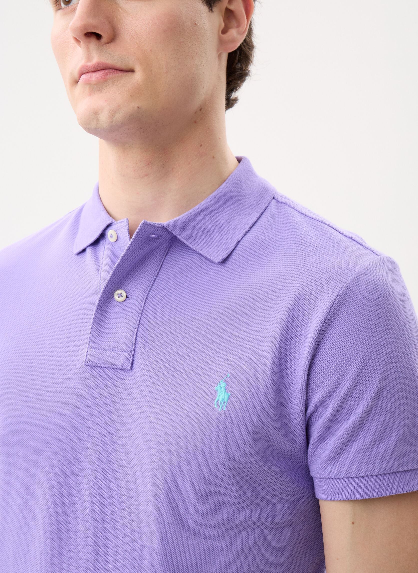 Polos manches courtes Polo cintré en coton piqué 710795080 homme violet Polo Ralph Lauren Polos manches courtes Polo cintré en coton piqué 710795080 homme violet CACTUS PURPLE/C6103