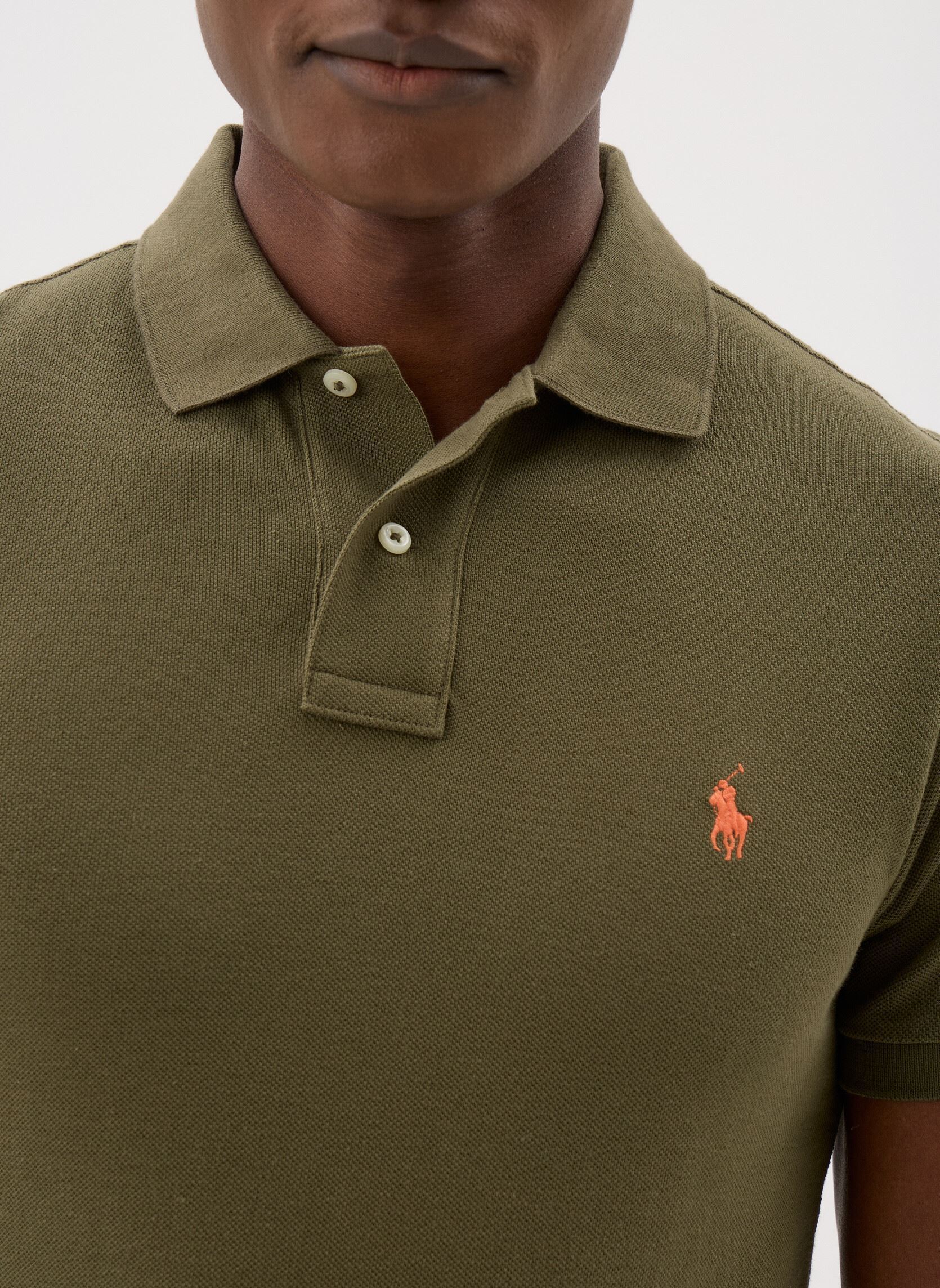 Polos manches courtes Polo cintré en coton piqué 710795080 homme vert Polo Ralph Lauren Polos manches courtes Polo cintré en coton piqué 710795080 homme vert CANOPY OLIVE/C2226