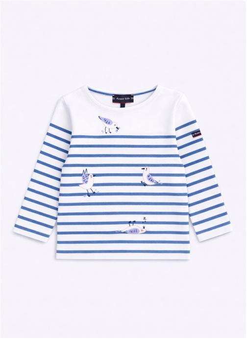 Armor Lux Tee-shirts Marinière Kids blanc/federal blue fille bleu