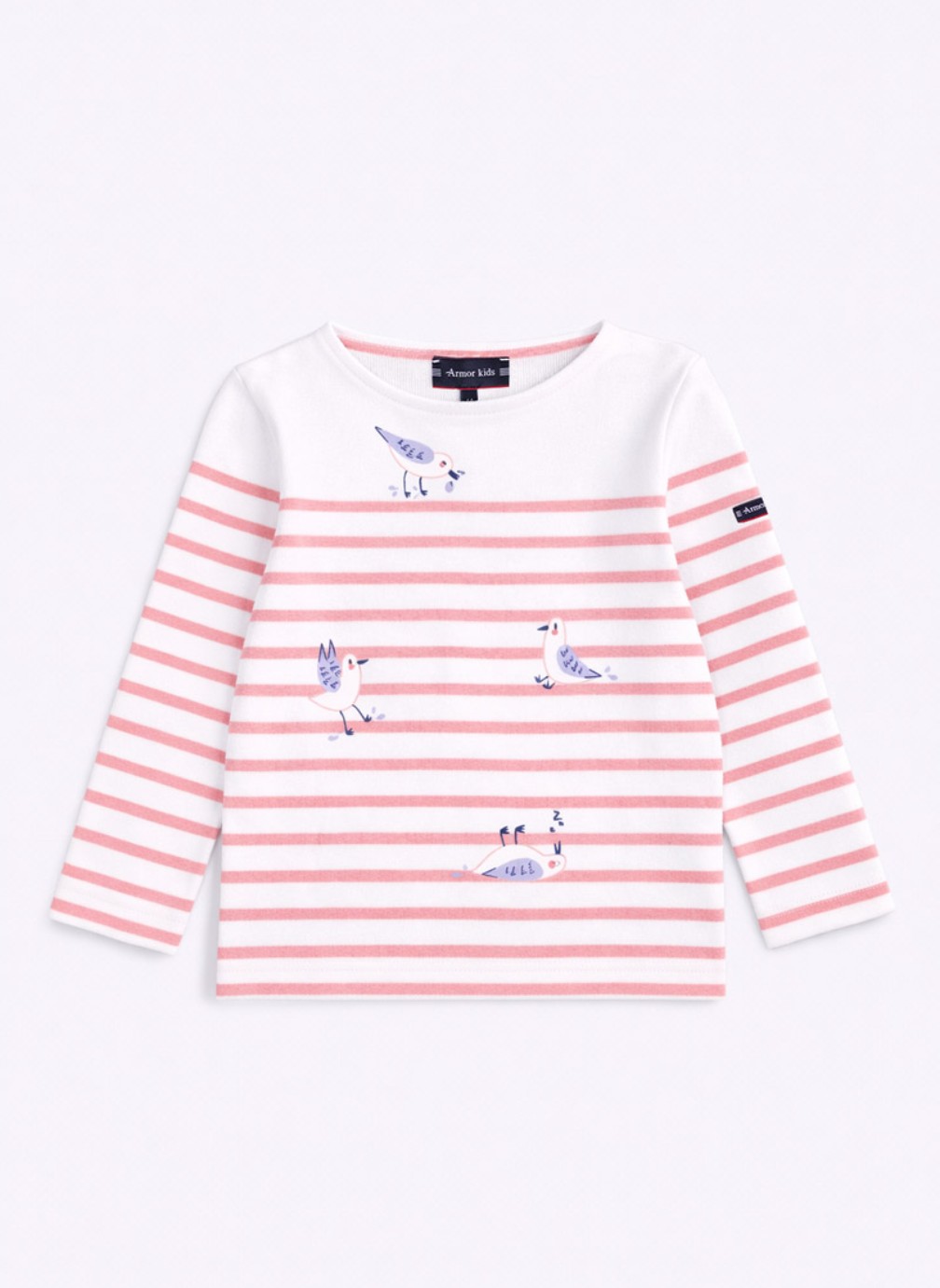 Tee-shirts Marinière Kids blanc/federal blue fille rose Armor Lux Tee-shirts Marinière Kids blanc/federal blue fille rose Rose