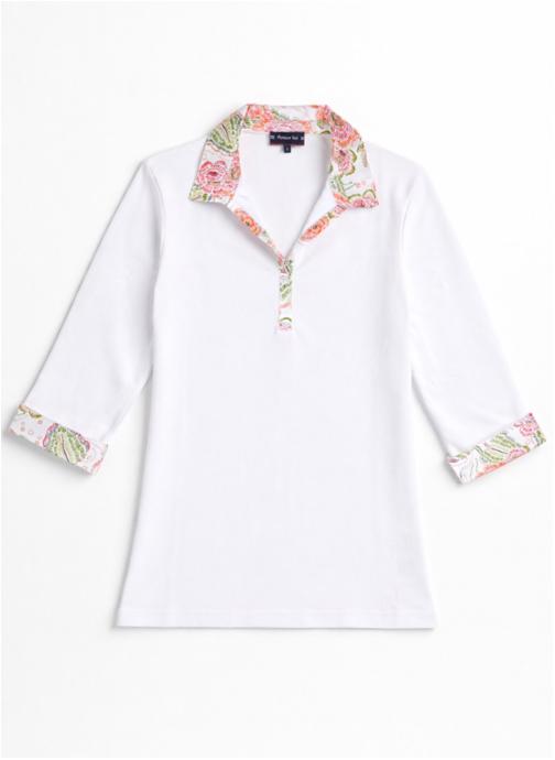 Armor Lux Polos Polo 78433 blanc imp.fleurs crayonnée femme blanc