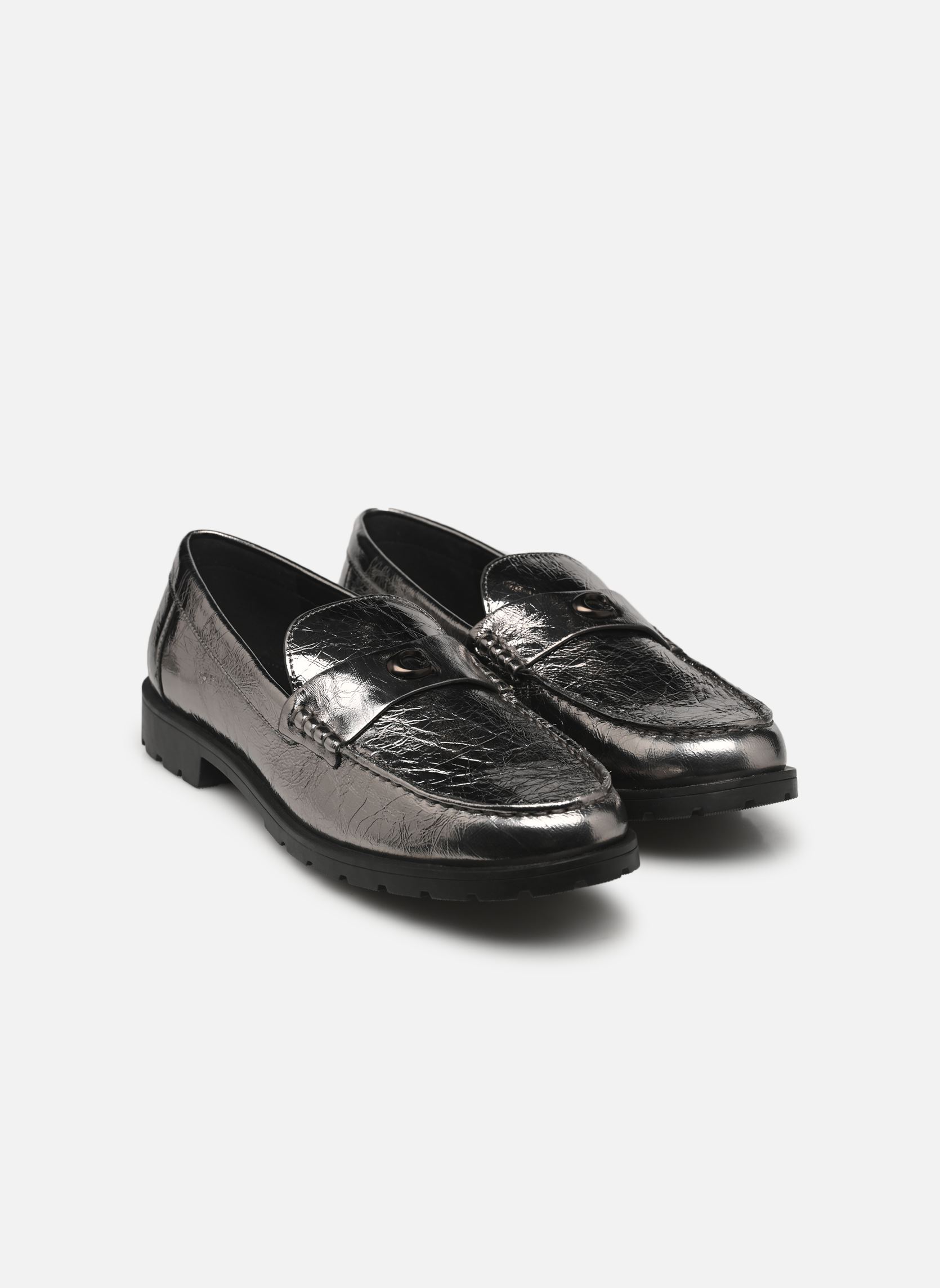 Mocassins Jocelyn crinkle metallic loafer femme argent Coach Mocassins Jocelyn crinkle metallic loafer femme argent ANTHRACITE
