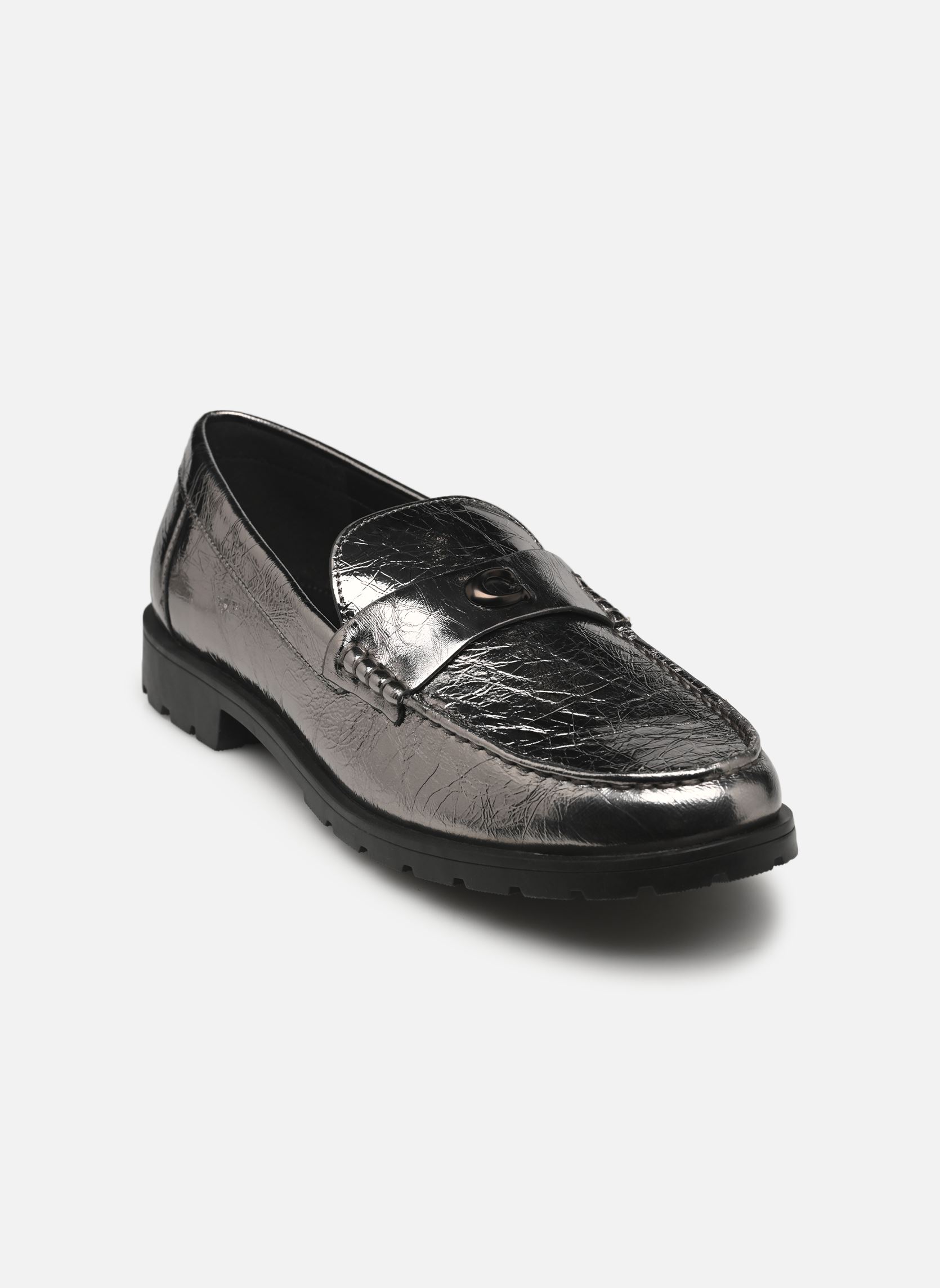 Mocassins Jocelyn crinkle metallic loafer femme argent Coach Mocassins Jocelyn crinkle metallic loafer femme argent ANTHRACITE