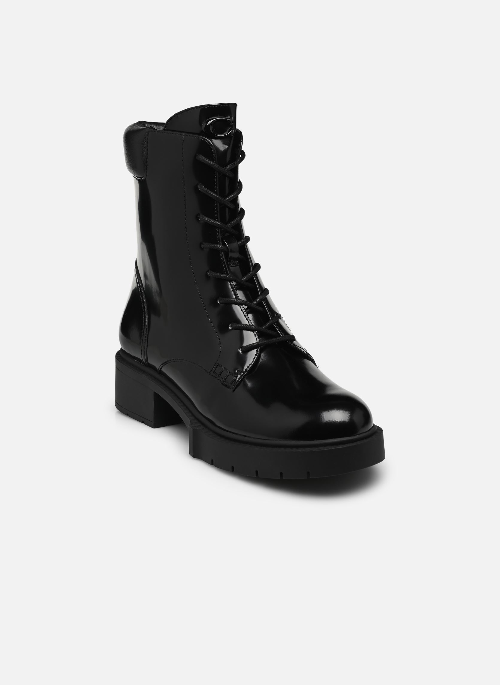 Bottines à lacets Leighton leather bootie femme noir Coach Bottines à lacets Leighton leather bootie femme noir BLACK