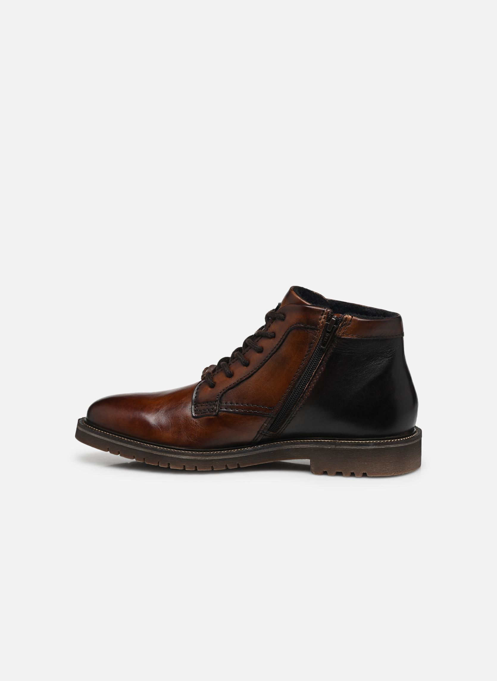 Bugatti Marcello Eco Cognac Bottines à Lacets Homme - Cuir Marron Avec Fermeture Éclair