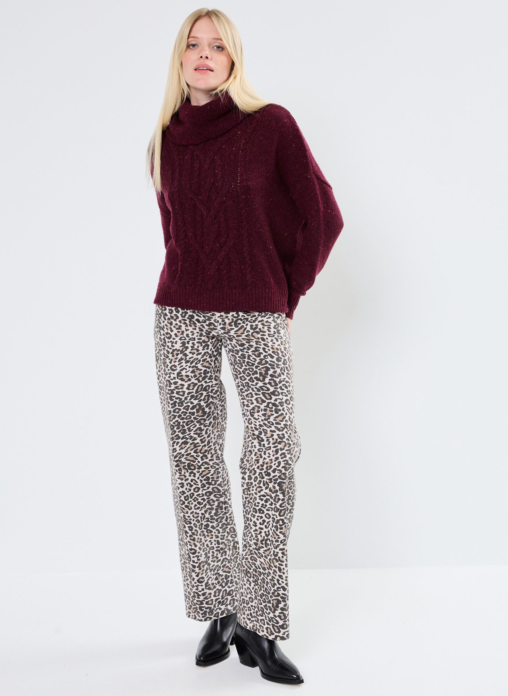 Pantalons droit IXJILLA PA femme multicolore Ichi Pantalons droit IXJILLA PA femme multicolore CORNSTALK LEO PRINT