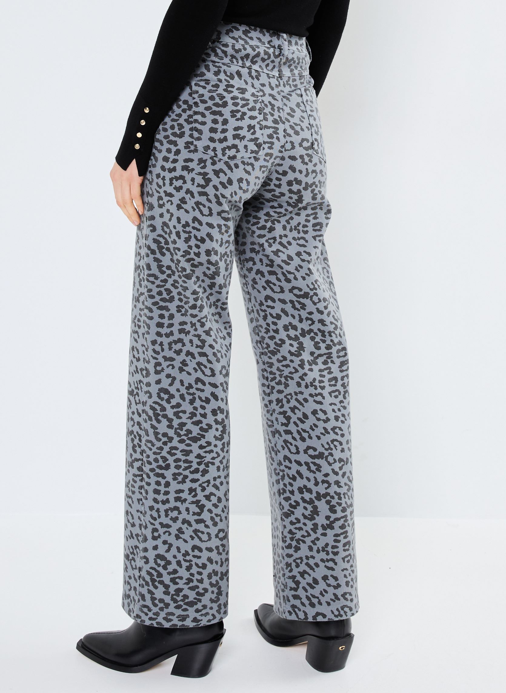 Pantaloni dritti IXJILLA PA donna grigio Ichi Pantaloni dritti IXJILLA PA donna grigio BLACK LEOP PRINT