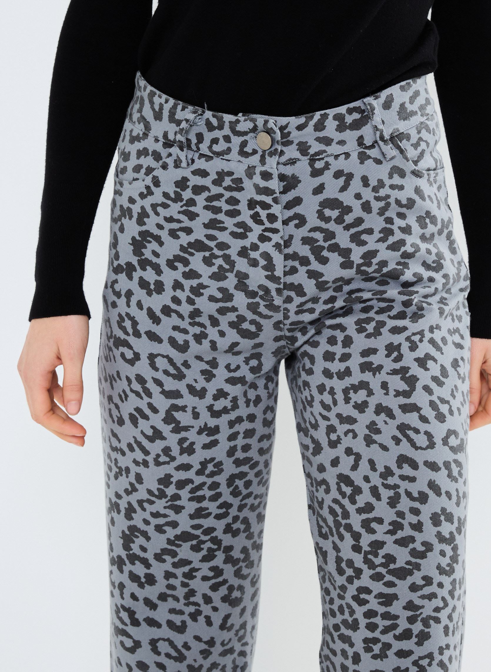 Pantaloni dritti IXJILLA PA donna grigio Ichi Pantaloni dritti IXJILLA PA donna grigio BLACK LEOP PRINT