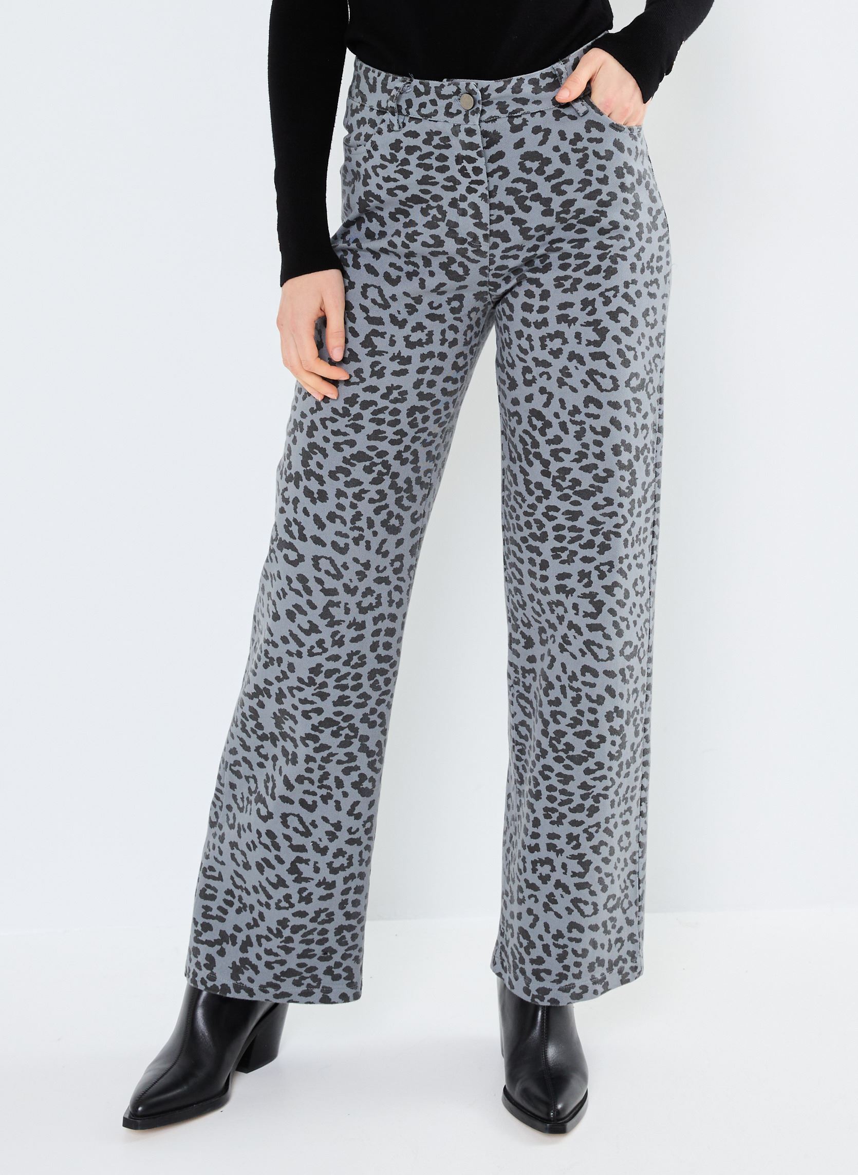 Pantaloni dritti IXJILLA PA donna grigio Ichi Pantaloni dritti IXJILLA PA donna grigio BLACK LEOP PRINT