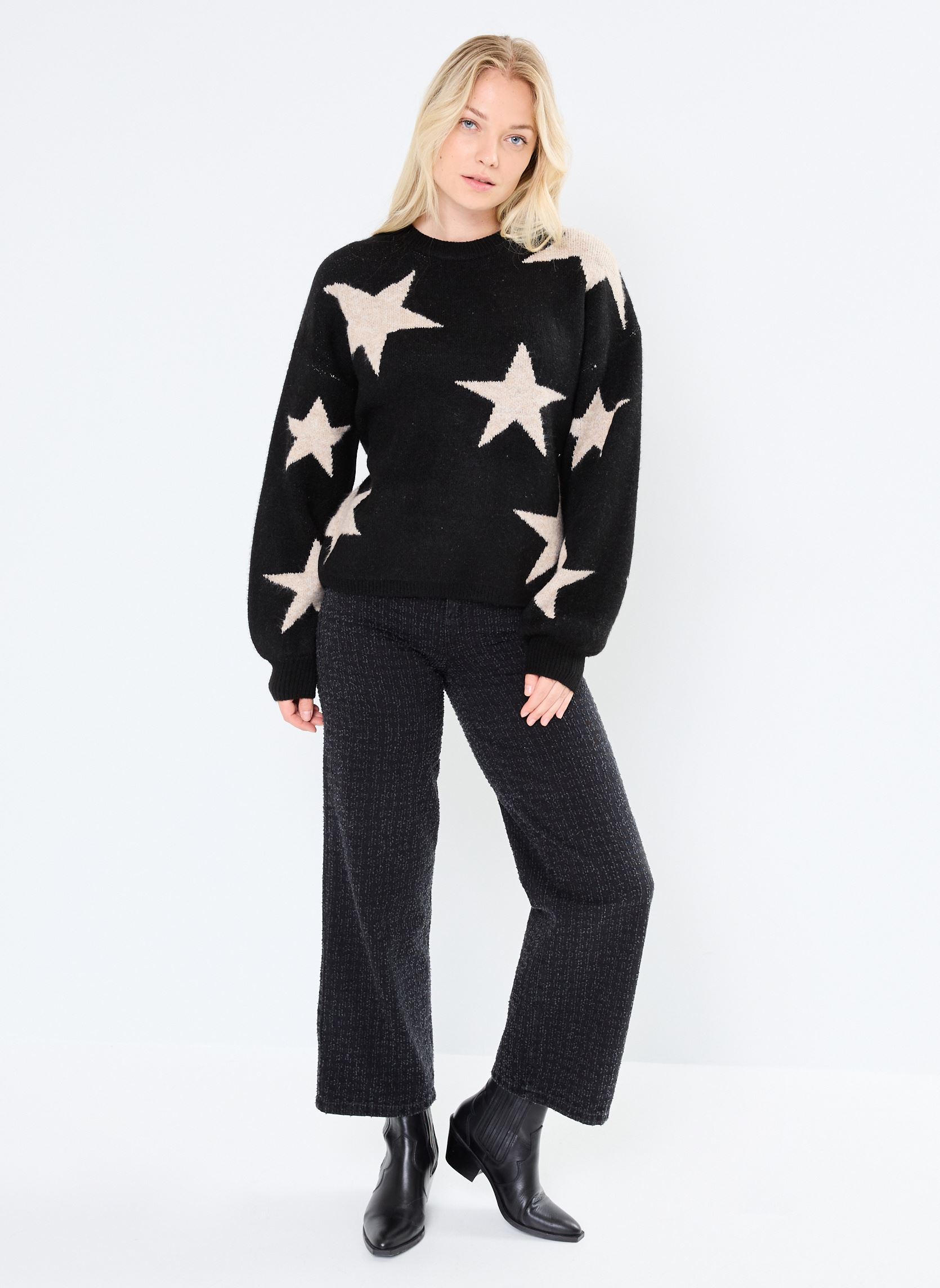 Pulls BXMINYA STARRY JUMPER femme noir B-Young Pulls BXMINYA STARRY JUMPER femme noir Black Mix