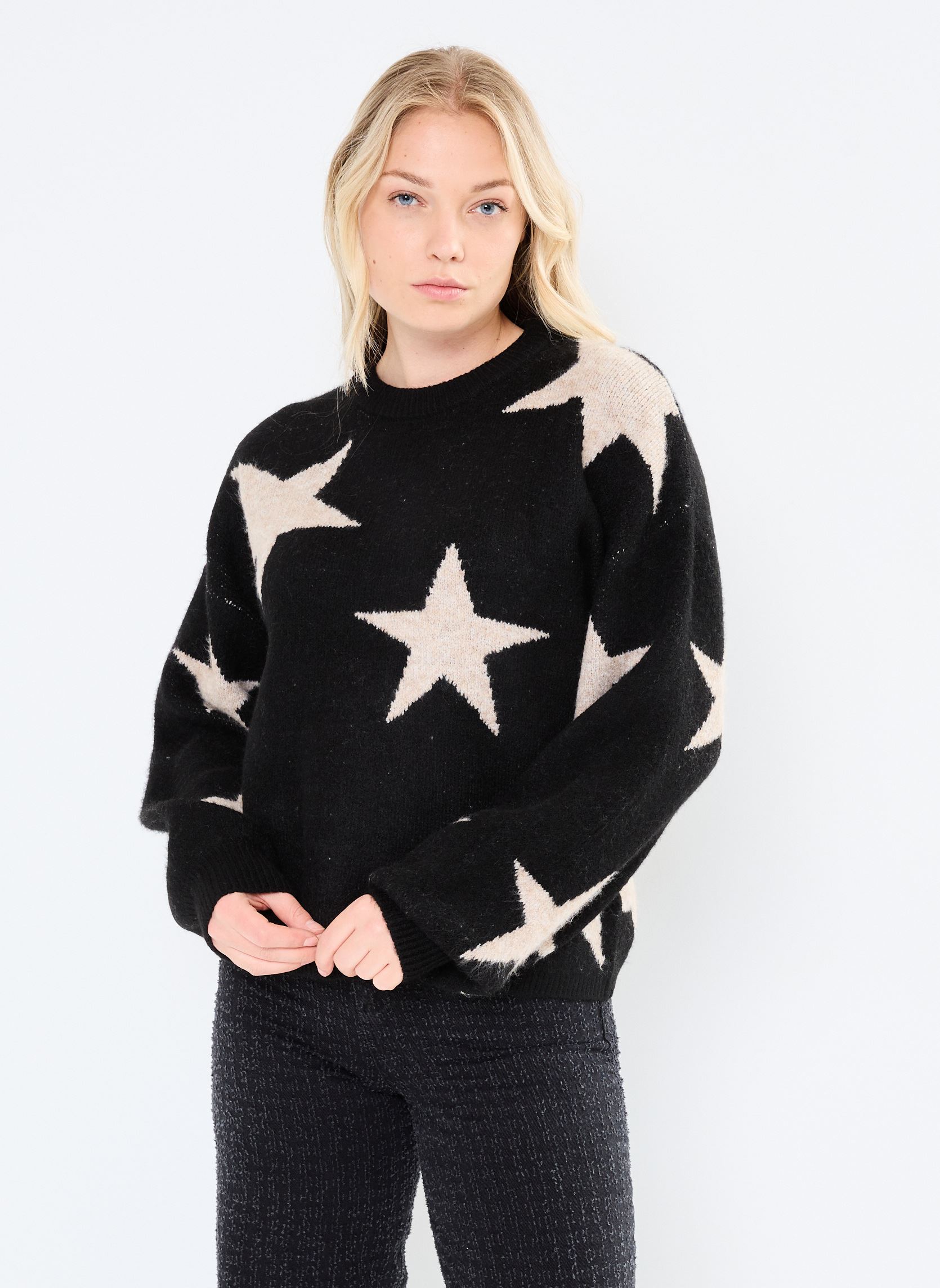Pulls BXMINYA STARRY JUMPER femme noir B-Young Pulls BXMINYA STARRY JUMPER femme noir Black Mix