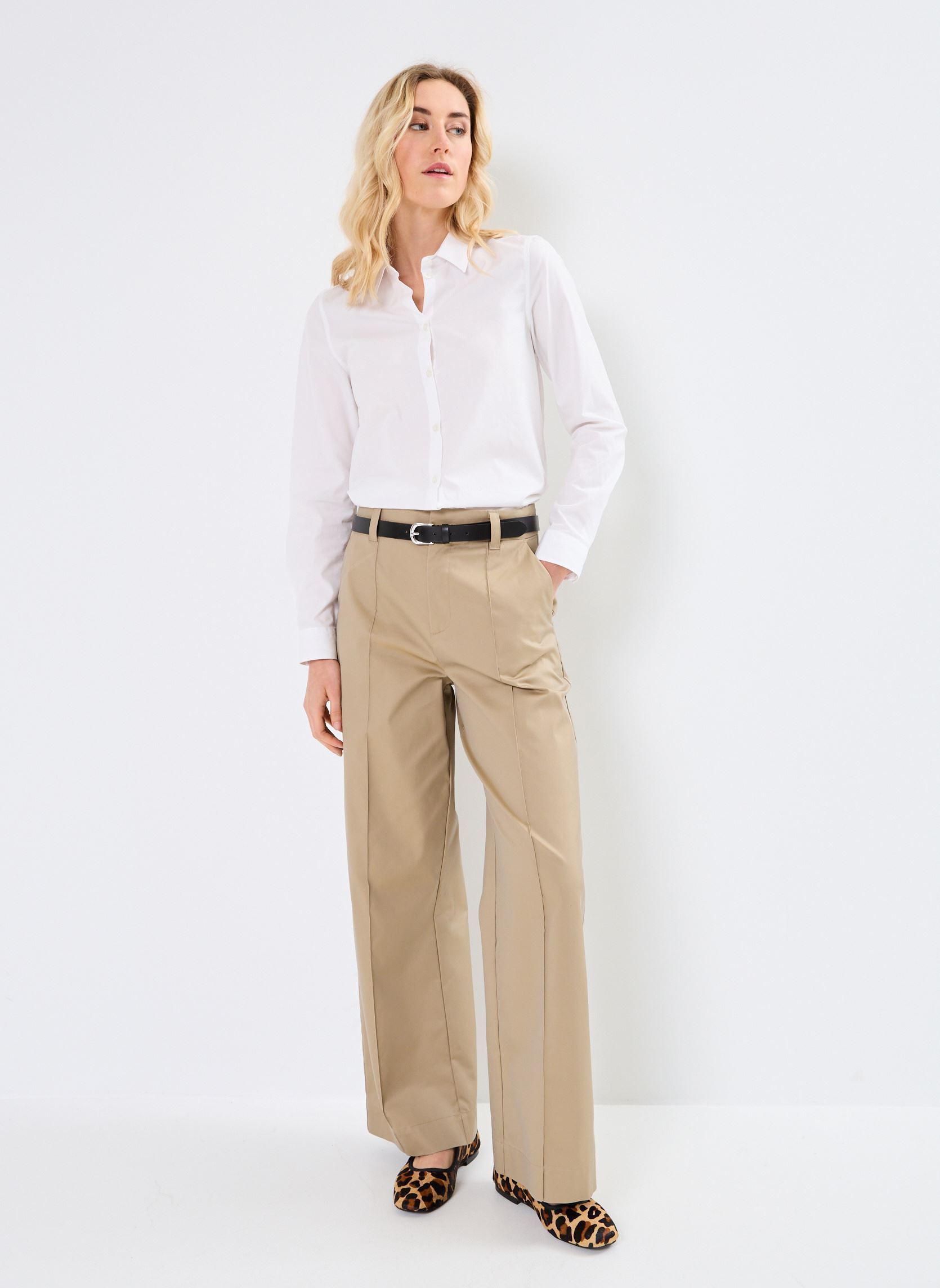 Pantalons larges P-CROP-LARGE femme beige Georgia Rose Pantalons larges P-CROP-LARGE femme beige IRISH CREAM