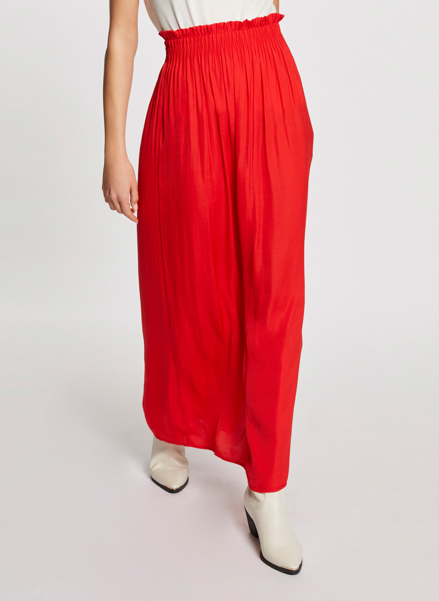 Morgan Jupe Rouge Femme JEON - Courte Taille Haute Boutons