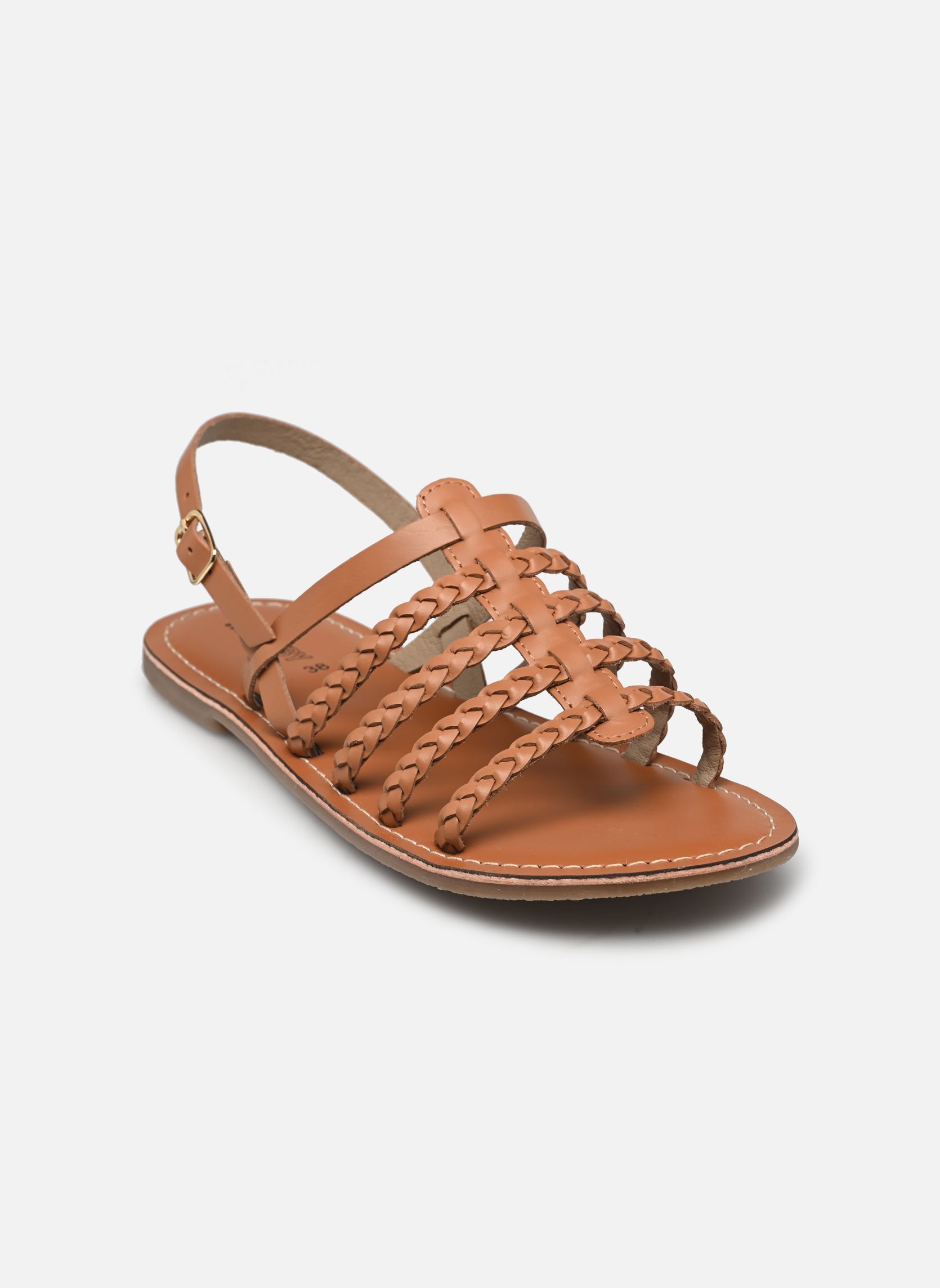 Flache Sandalen Sandales CHOUTRESSE leather damen braun MADE BY Flache Sandalen Sandales CHOUTRESSE leather damen braun Cognac
