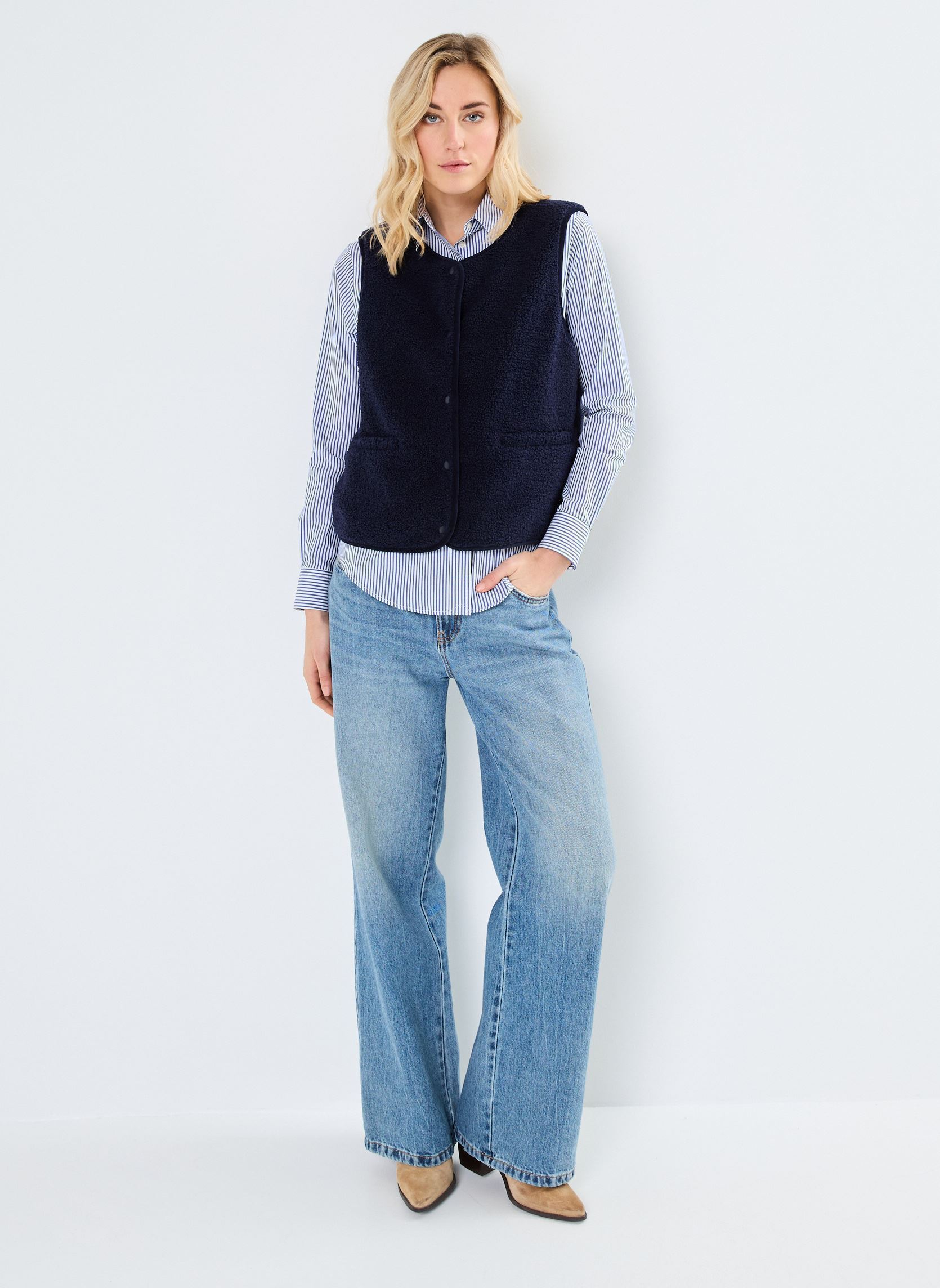 Vestes sans manches XTINO TEDDY WA2 femme bleu Ichi Vestes sans manches XTINO TEDDY WA2 femme bleu Maritime Blue
