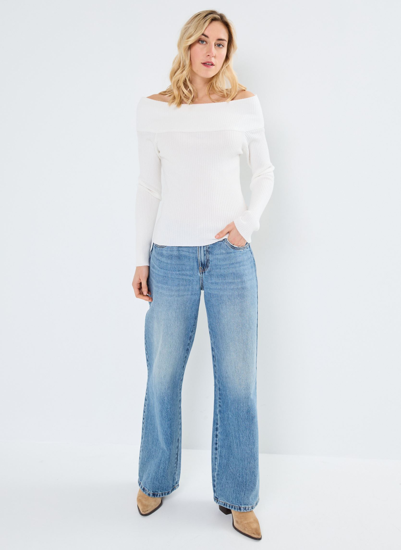 Pulls MARITHA femme blanc MADE BY Pulls MARITHA femme blanc SNOW WHITE