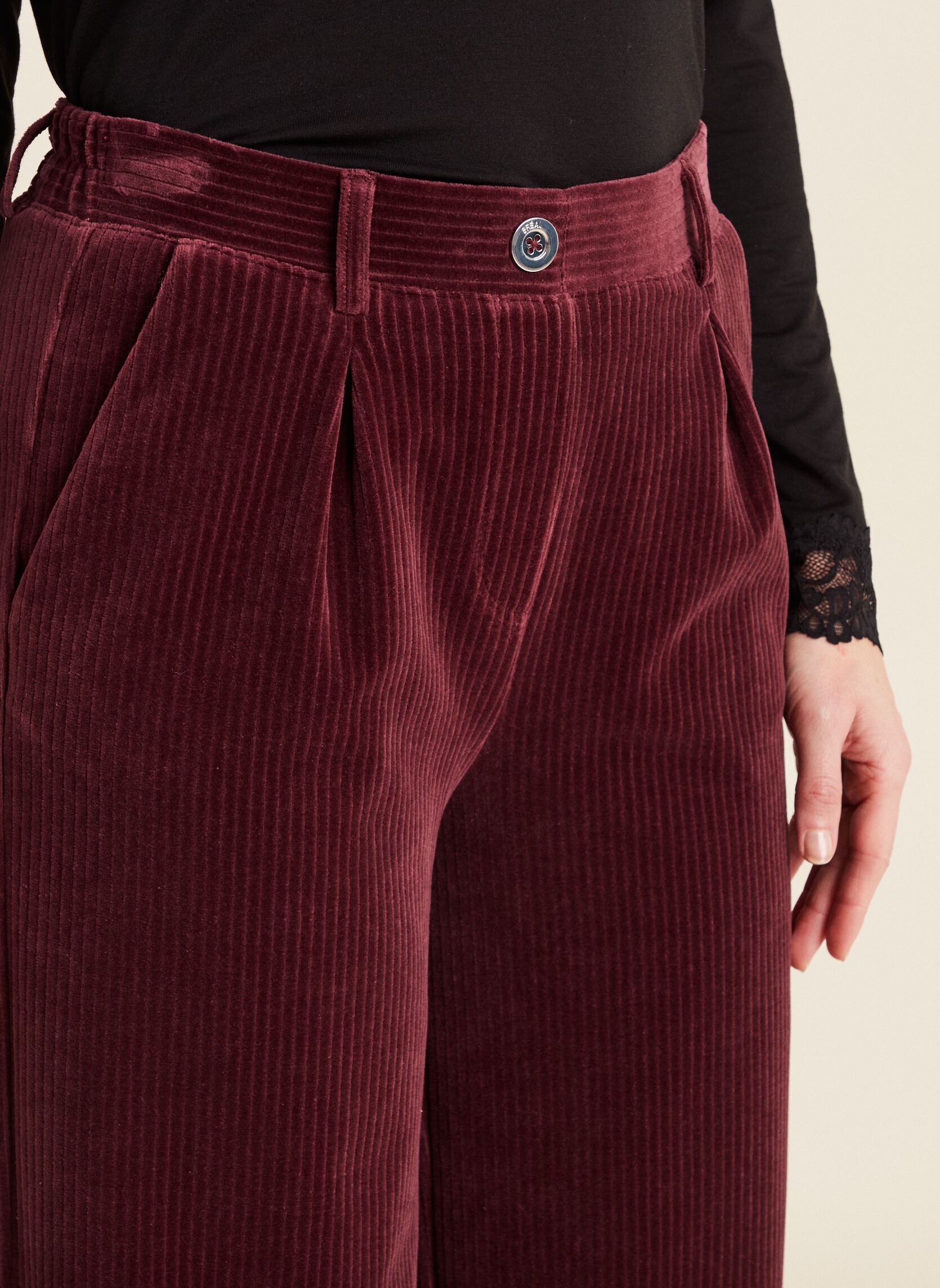Wijde broeken PEVELOVE dames bordeaux Bréal Wijde broeken PEVELOVE dames bordeaux FUDGE