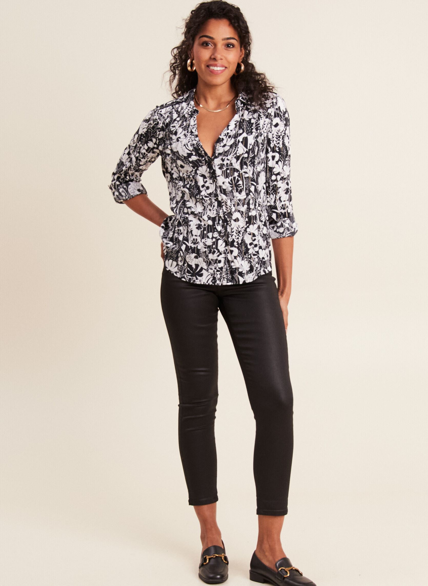 Chemises manches longues CAMIROFLORE femme noir Bréal Chemises manches longues CAMIROFLORE femme noir FLO-METAL-MID-BL