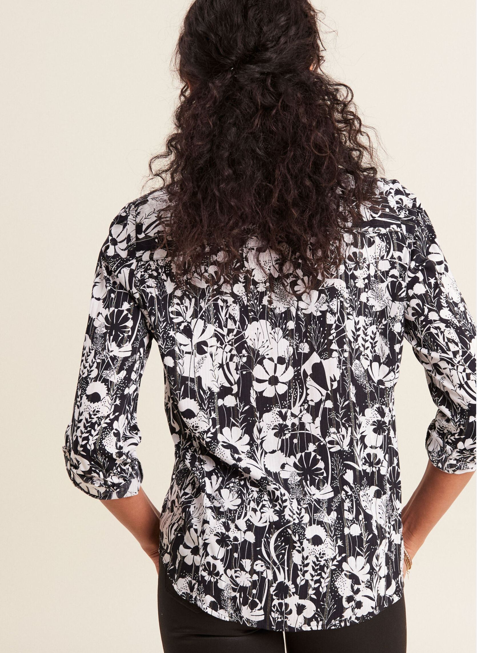 Chemises manches longues CAMIROFLORE femme noir Bréal Chemises manches longues CAMIROFLORE femme noir FLO-METAL-MID-BL