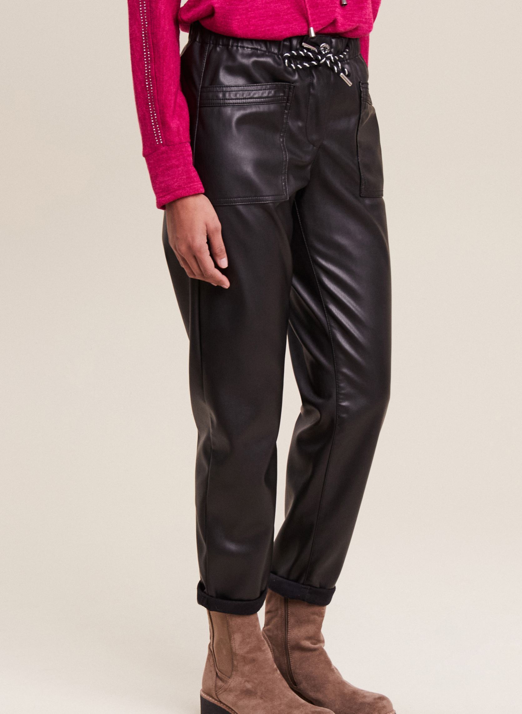 Pantalons en cuir PEBATSKY femme noir Bréal Pantalons en cuir PEBATSKY femme noir JET BLACK