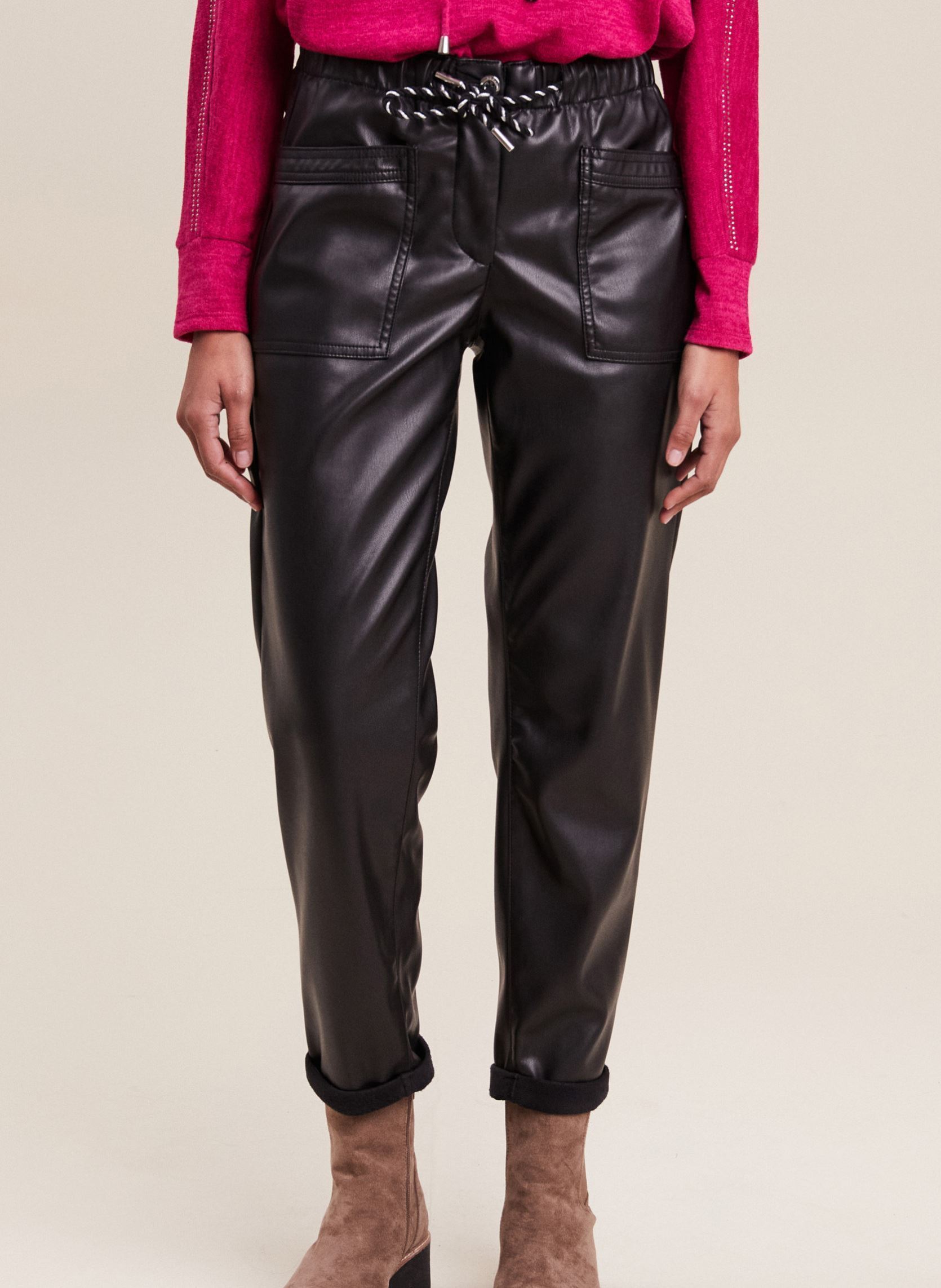 Pantalons en cuir PEBATSKY femme noir Bréal Pantalons en cuir PEBATSKY femme noir JET BLACK