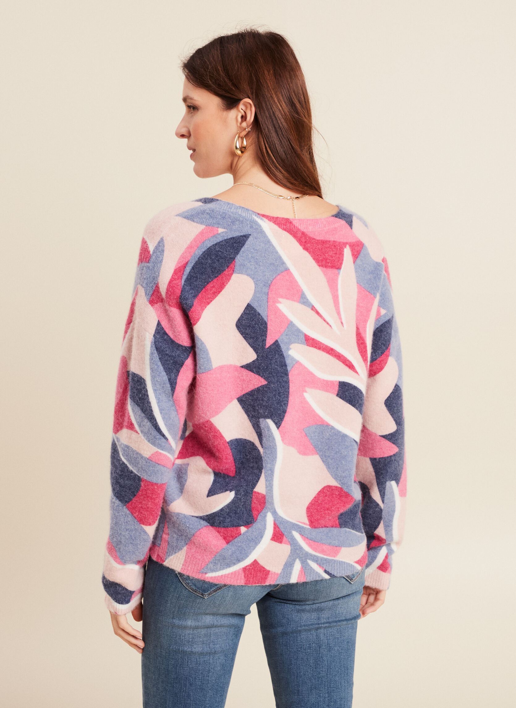 Pull Vintage Kaktus Paris Années 90 - Motif Ski Multicolore Femme Taille XL - Occasion En Très Bon état