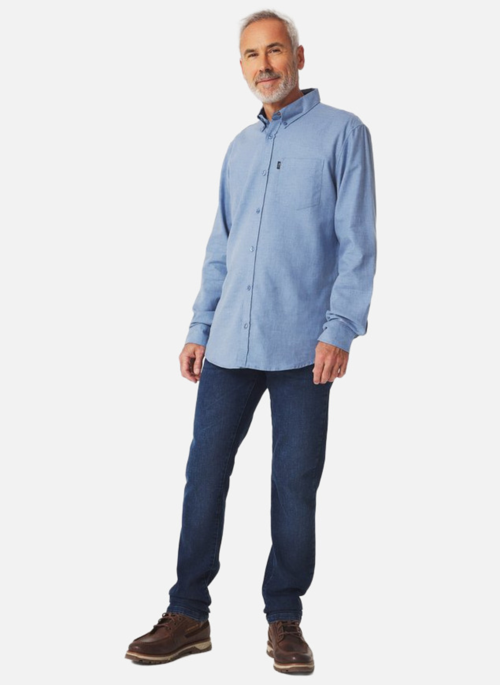 Dubinik Chemise Homme Manches Longues Chambray Vintage - 2 Poches - Style Décontracté