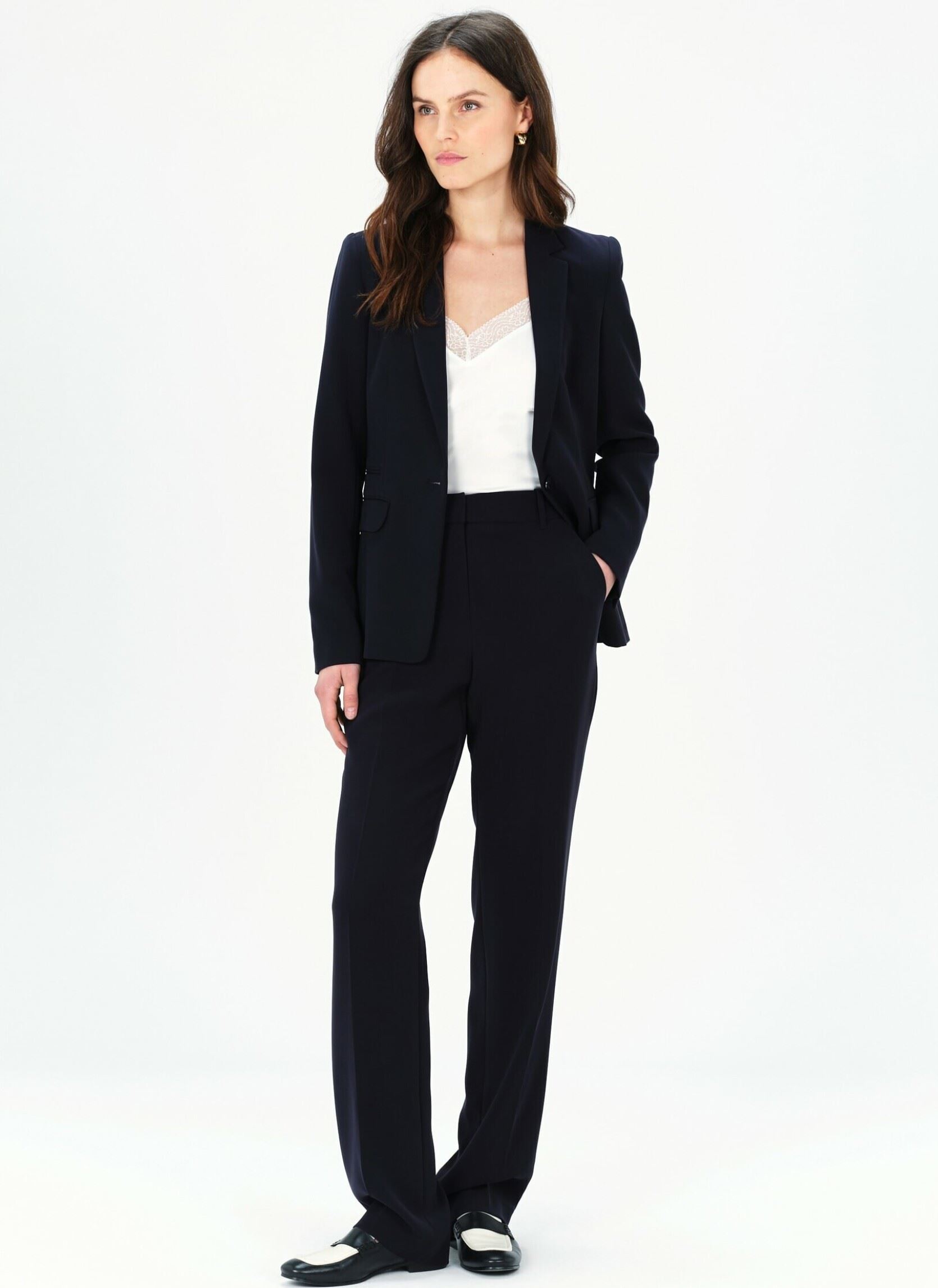 Rechte broeken 232P-PCLEMENT dames blauw Caroll Rechte broeken 232P-PCLEMENT dames blauw MARINE