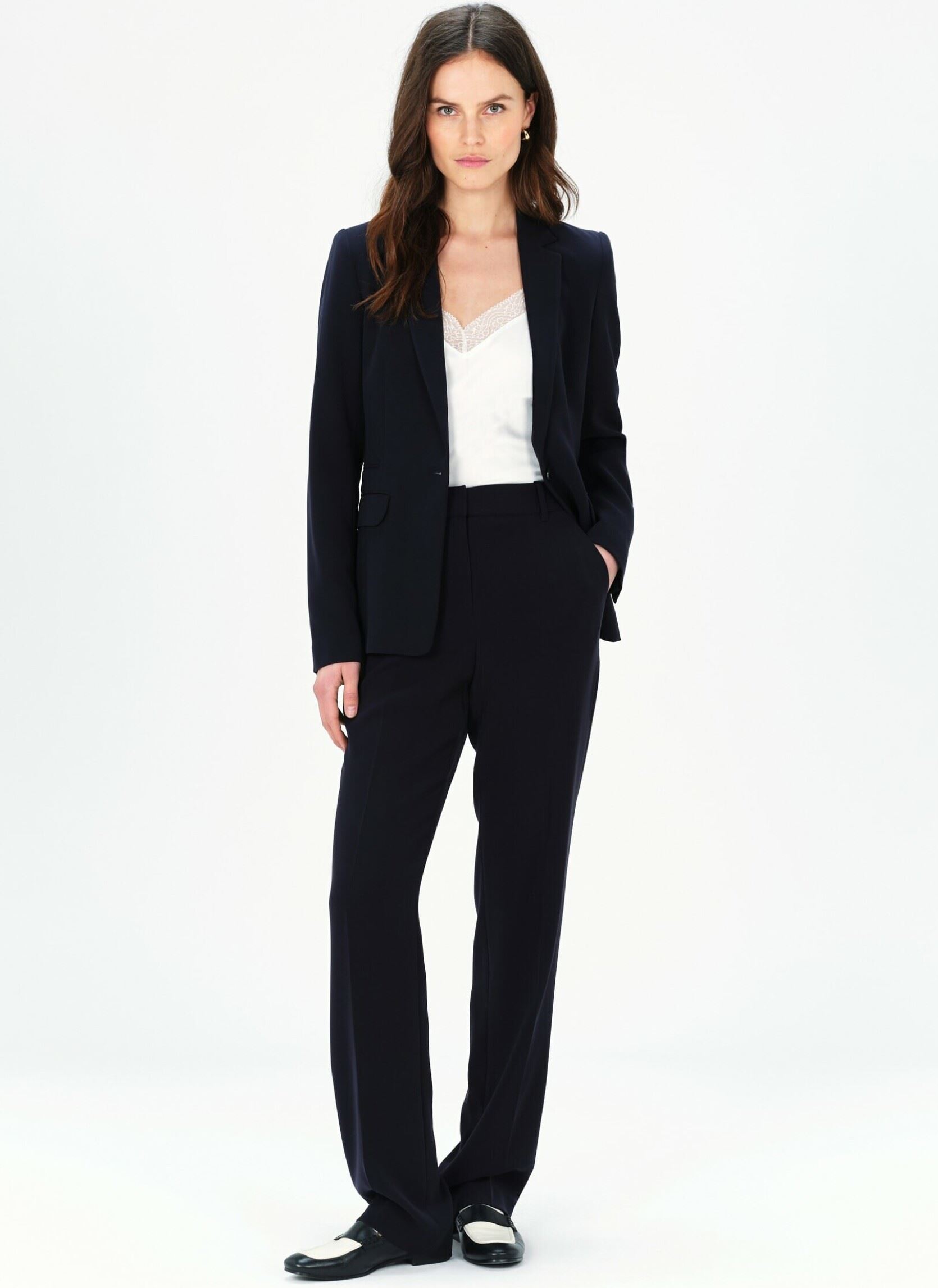 Rechte broeken 232P-PCLEMENT dames blauw Caroll Rechte broeken 232P-PCLEMENT dames blauw MARINE
