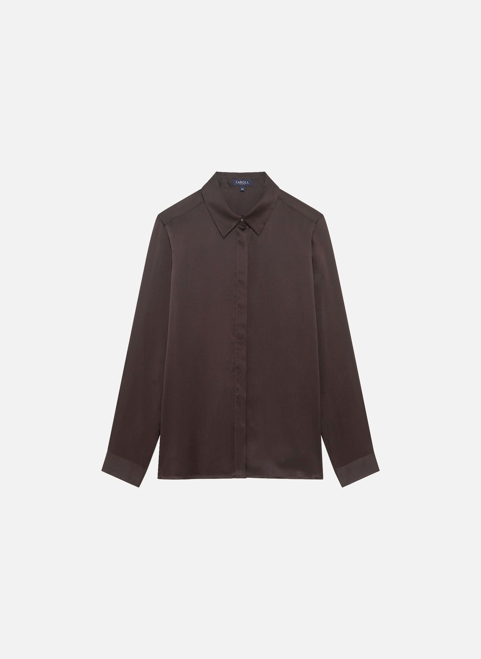 Chemises manches longues 232C-CJAMIE1 femme marron Caroll Chemises manches longues 232C-CJAMIE1 femme marron BLACK BEAN