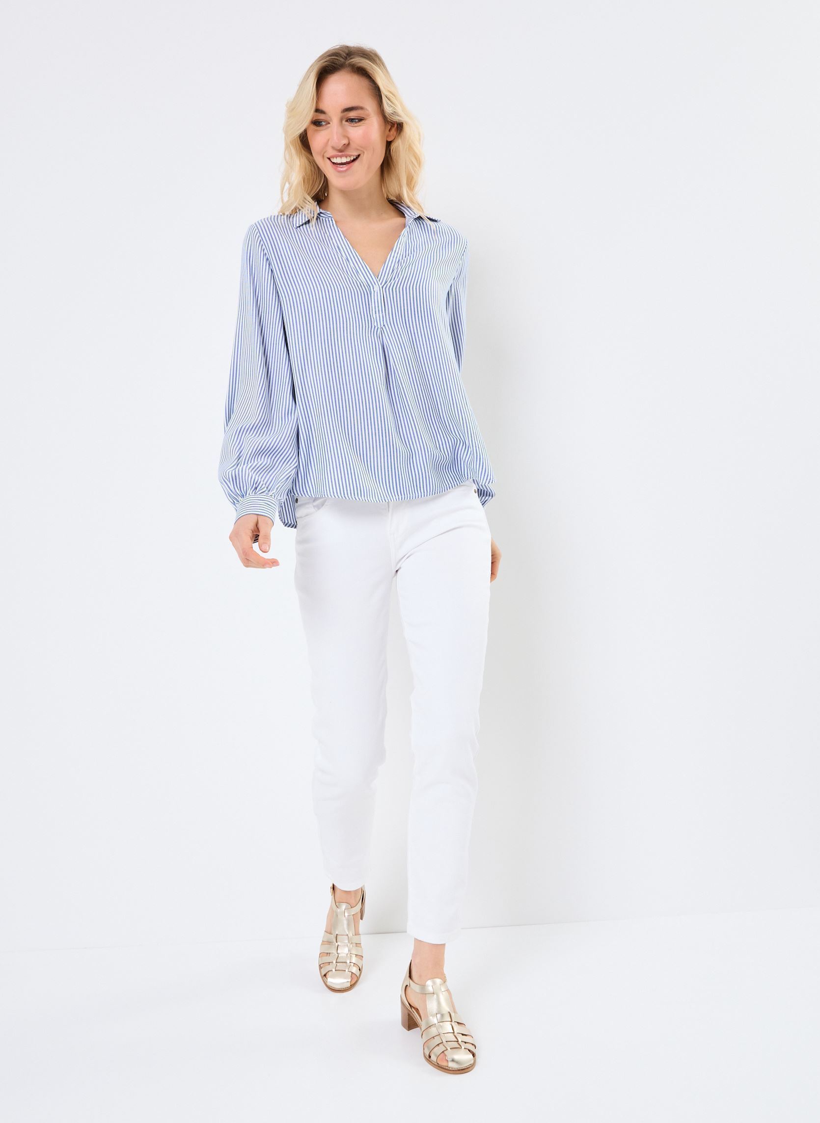 Langarm-Blusen CHEBLOUSE damen blau Georgia Rose Langarm-Blusen CHEBLOUSE damen blau Cloud Dancer