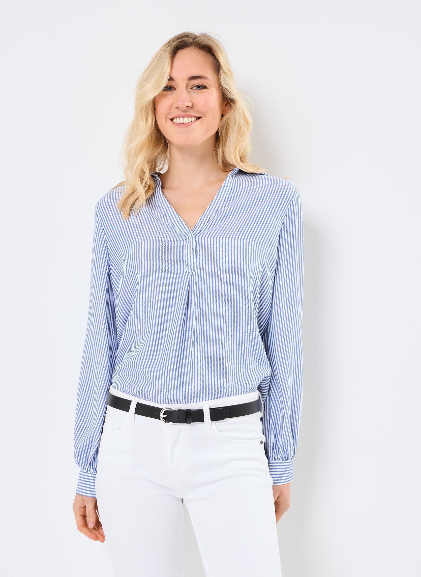 Langarm-Blusen CHEBLOUSE damen blau Georgia Rose Langarm-Blusen CHEBLOUSE damen blau Cloud Dancer