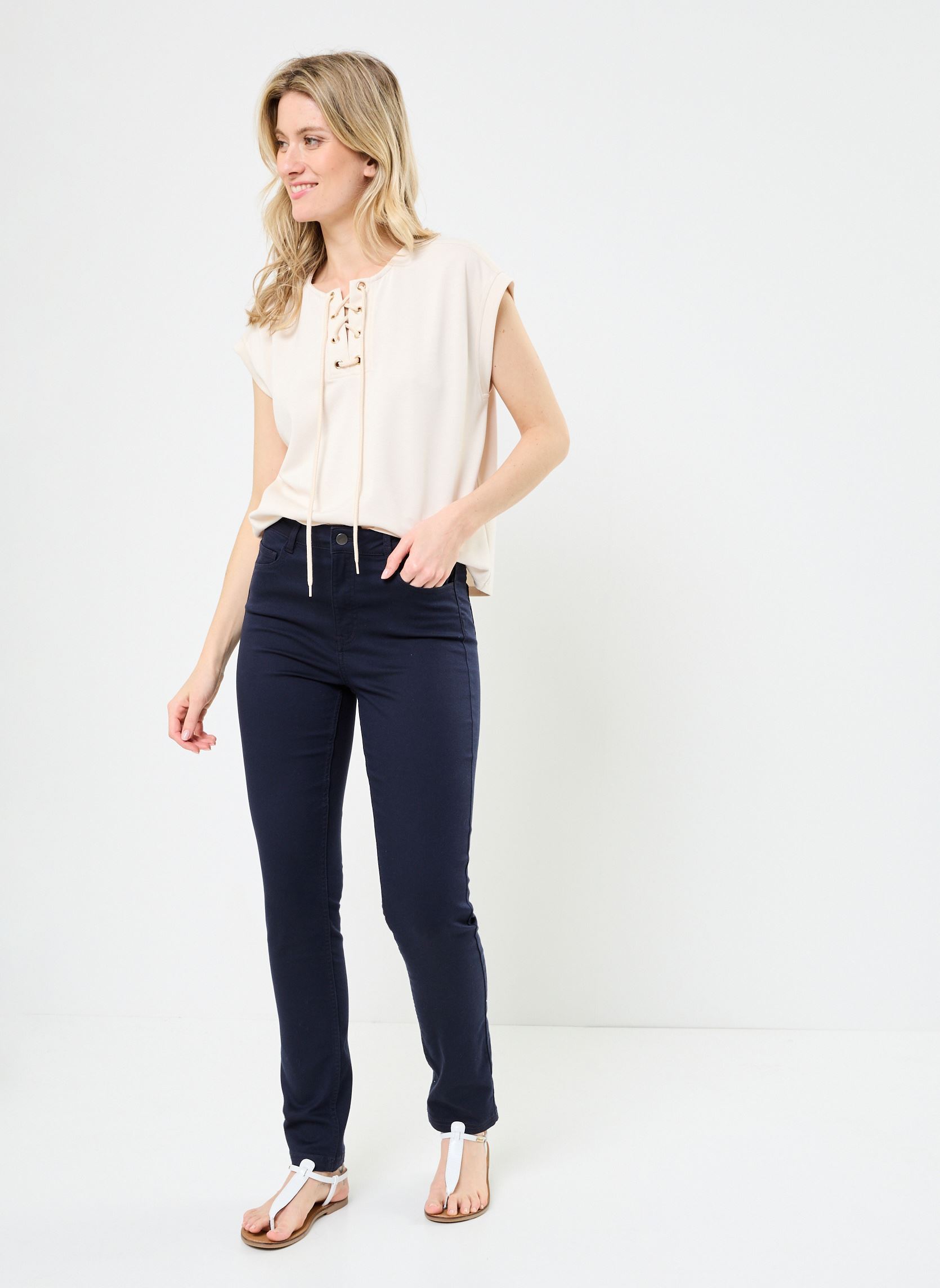 Pantalons slim PANTALON-SLIM femme bleu MADE BY Pantalons slim PANTALON-SLIM femme bleu Z**MARINE