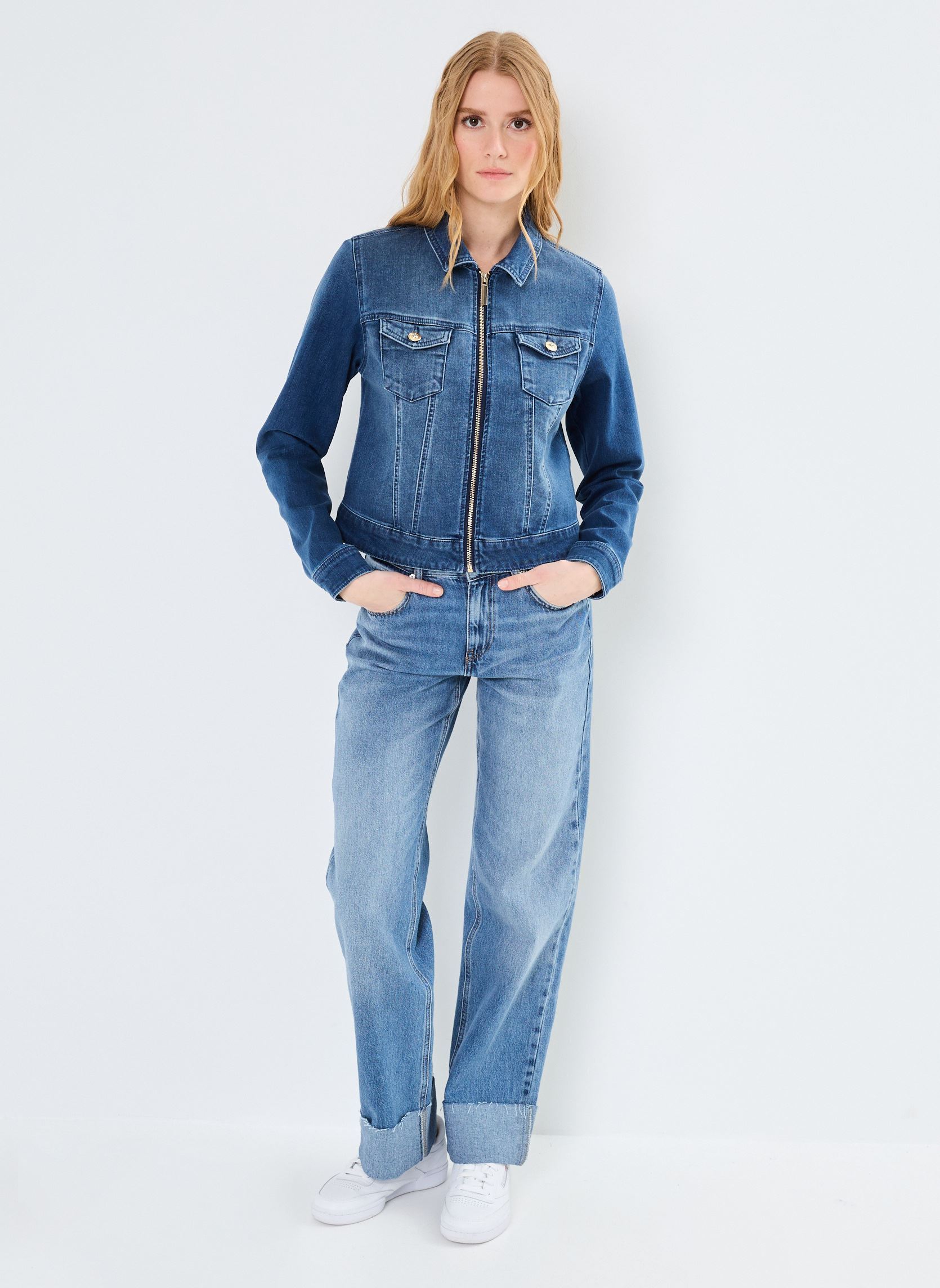 Jeansjacken VEZIPPEE-DENIM damen blau MADE BY Jeansjacken VEZIPPEE-DENIM damen blau DENIM DOUBLE STONE