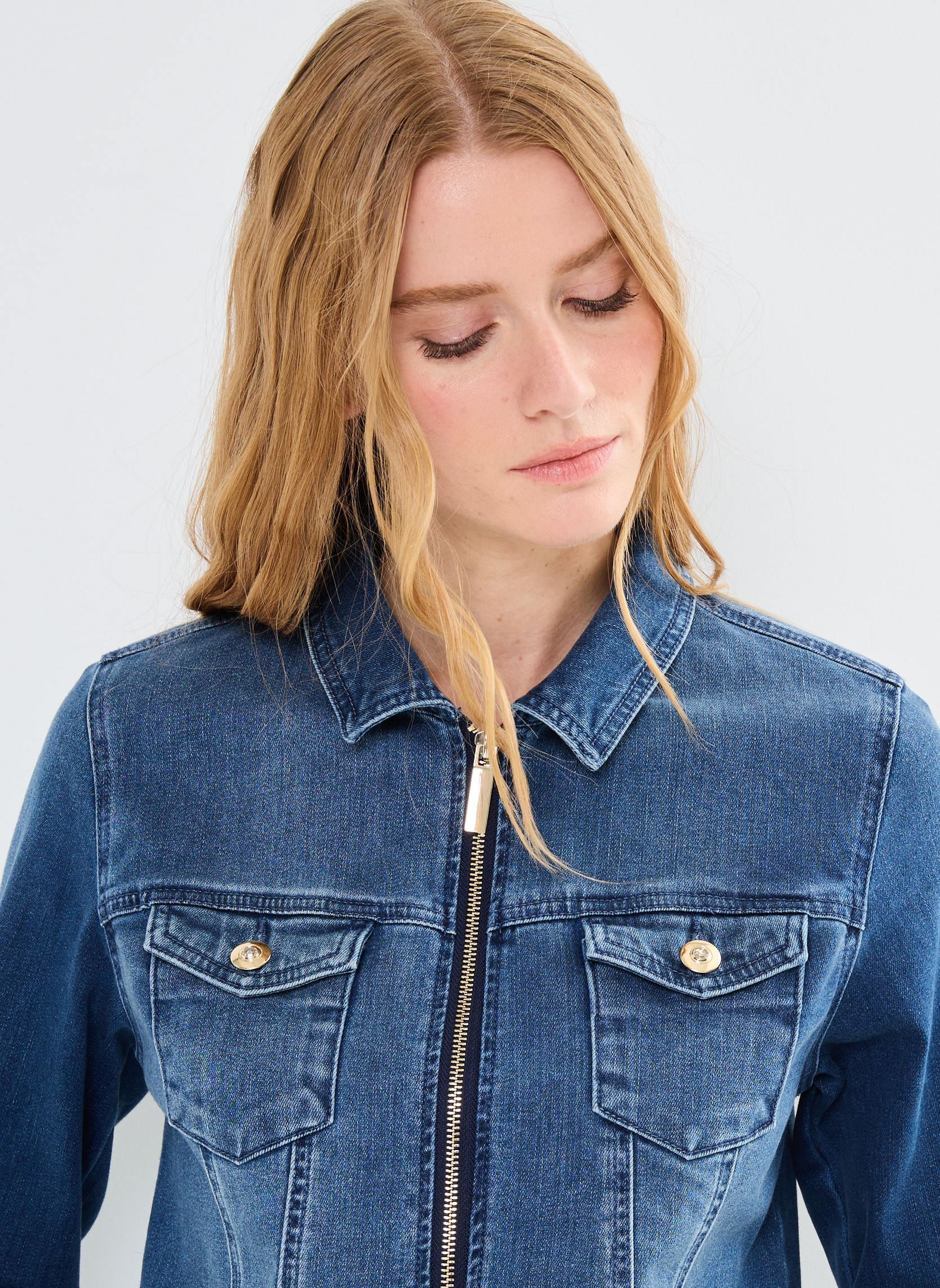 Jeansjacken VEZIPPEE-DENIM damen blau MADE BY Jeansjacken VEZIPPEE-DENIM damen blau DENIM DOUBLE STONE